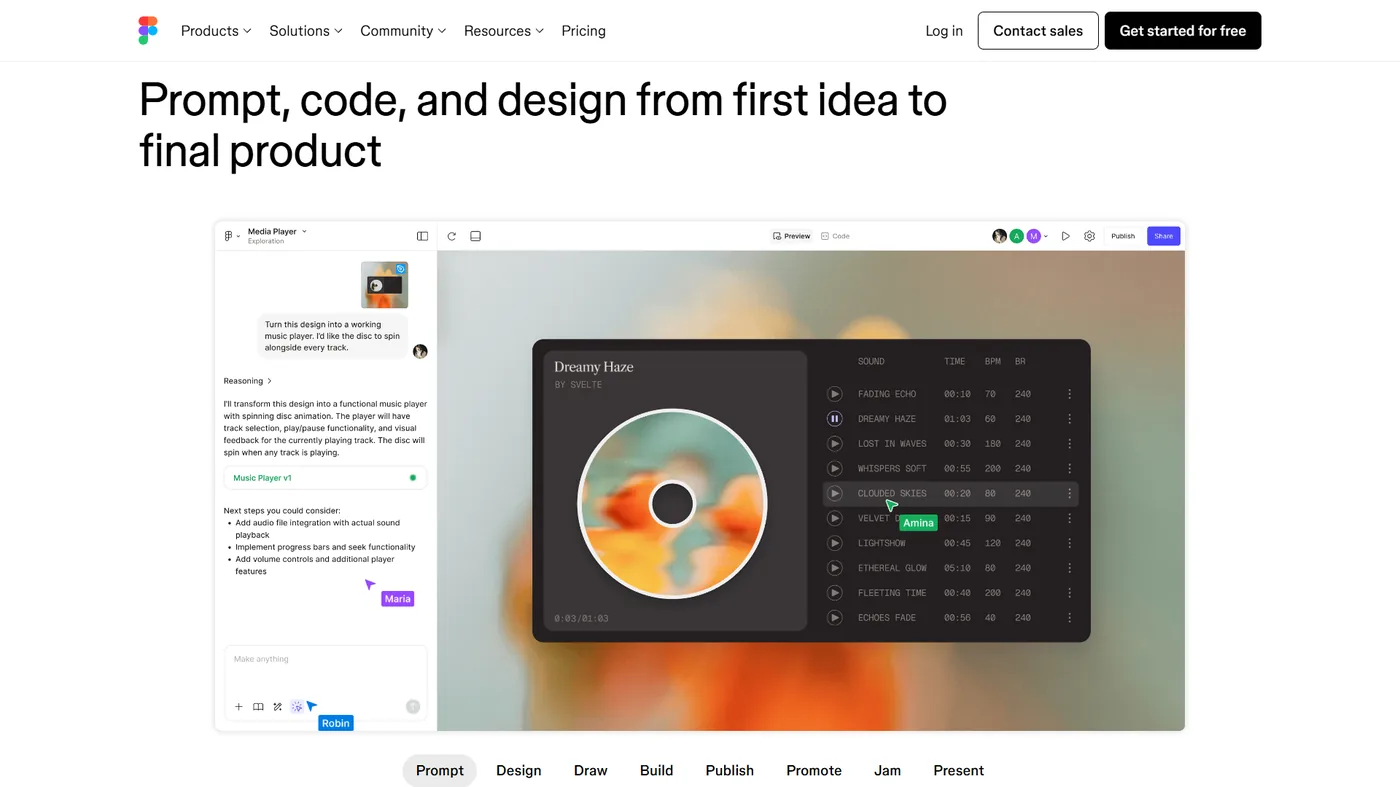 Figma editor interface showing vector design tools, a component library panel, and real-time collaboration indicators