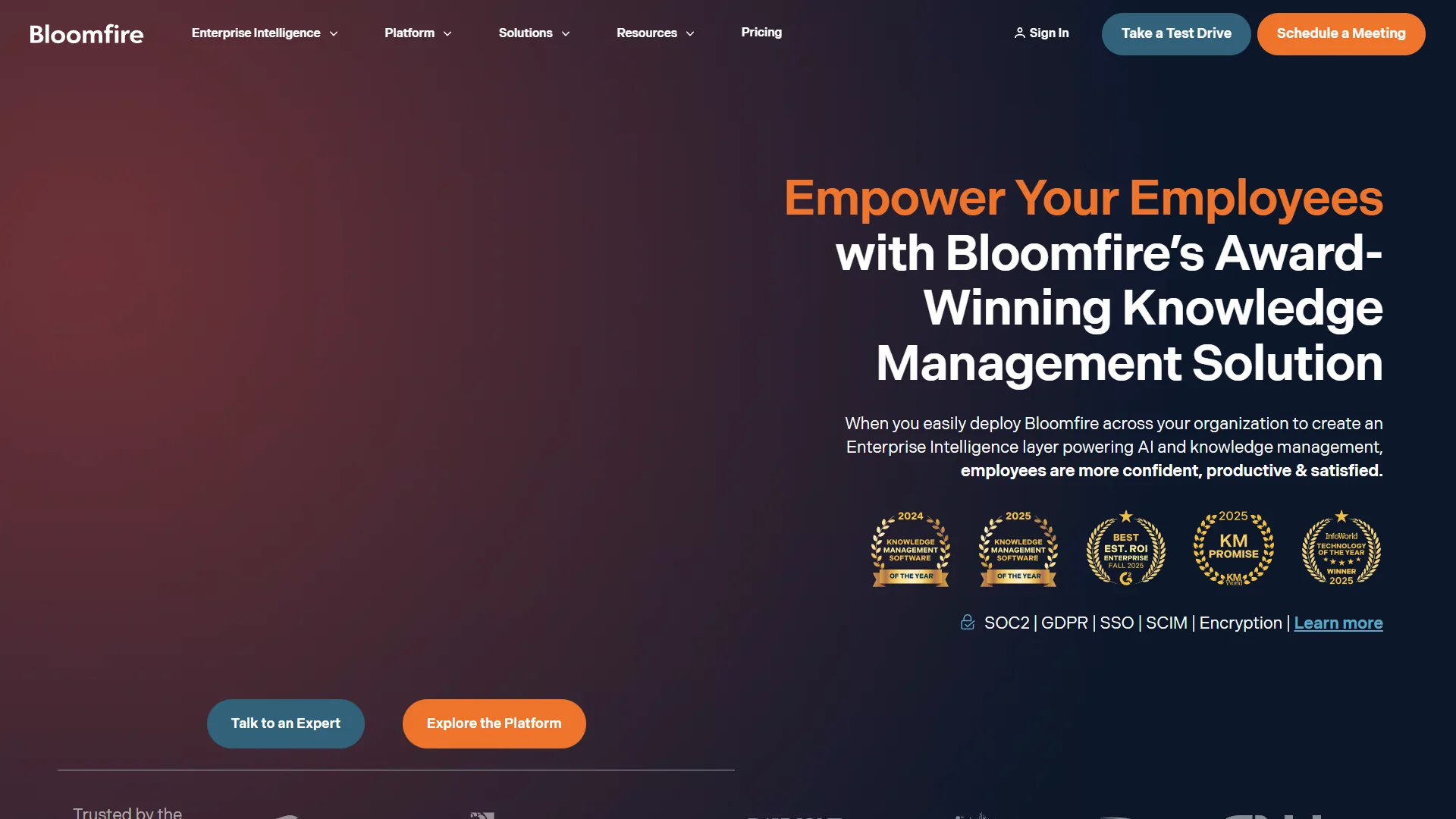 Bloomfire enterprise search platform interface