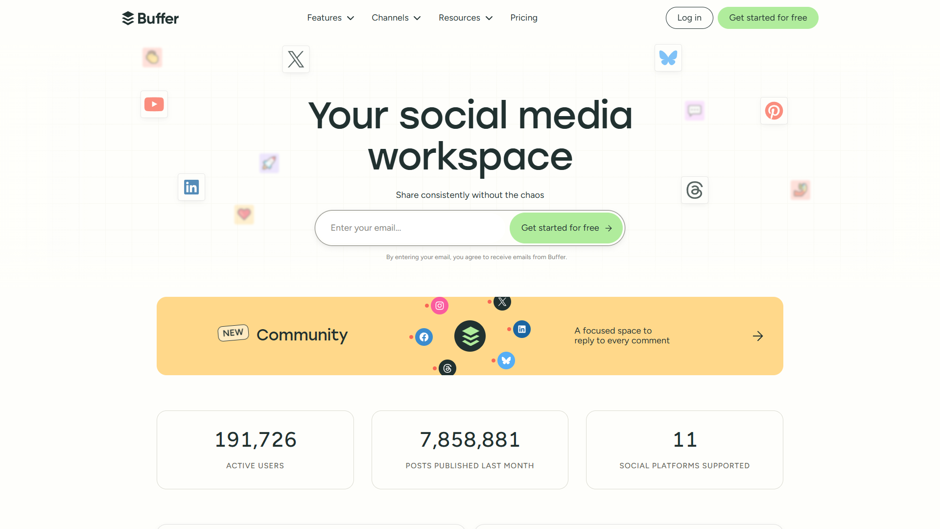 Buffer dashboard showing AI assistant and scheduling interface