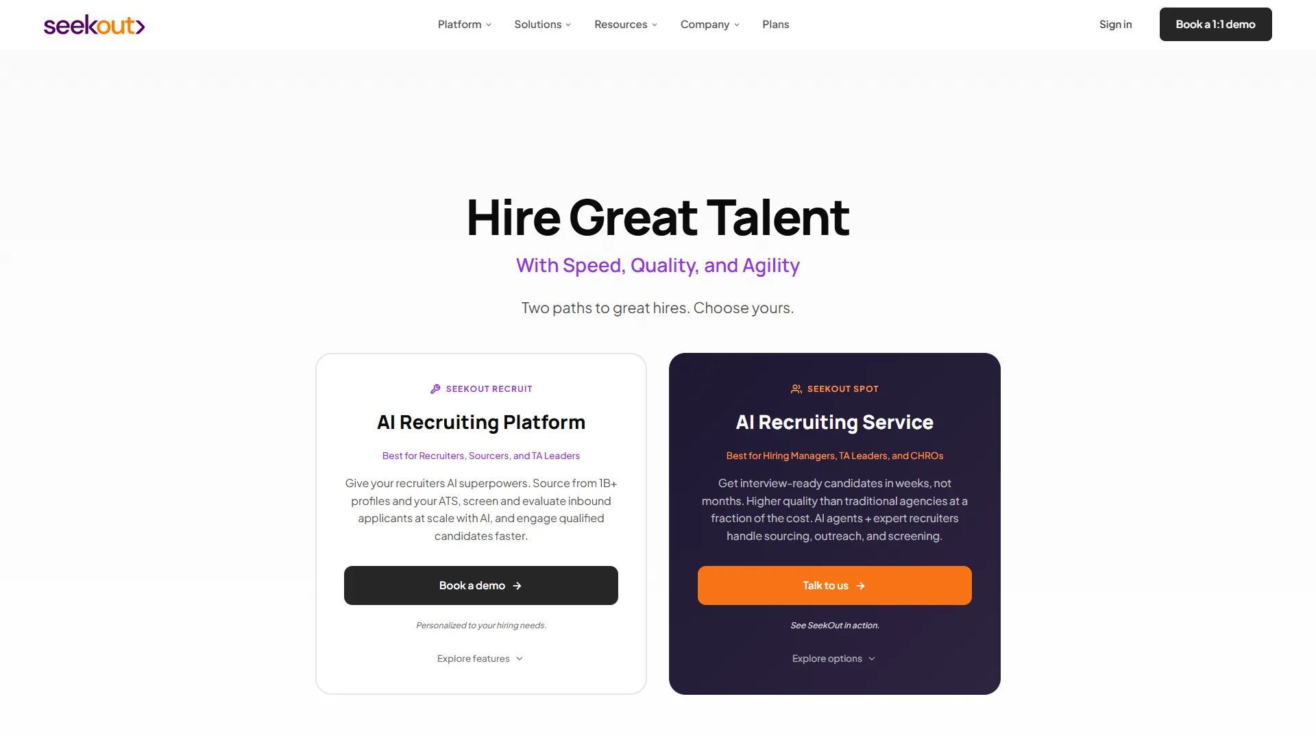 SeekOut AI-driven talent acquisition platform with diversity sourcing tools