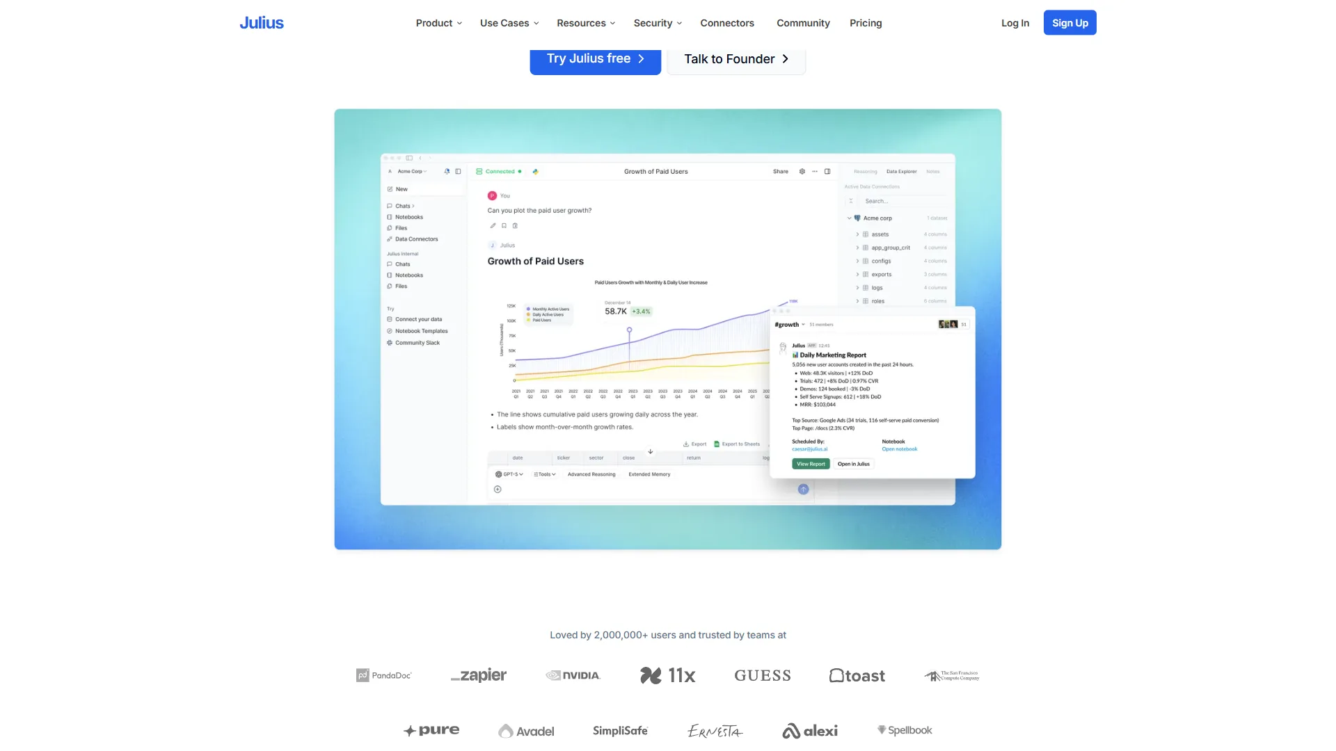 Julius AI data analysis interface