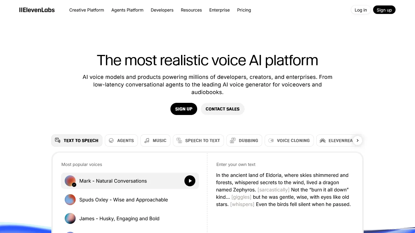 ElevenLabs voice AI platform showing voice cloning and generation interface