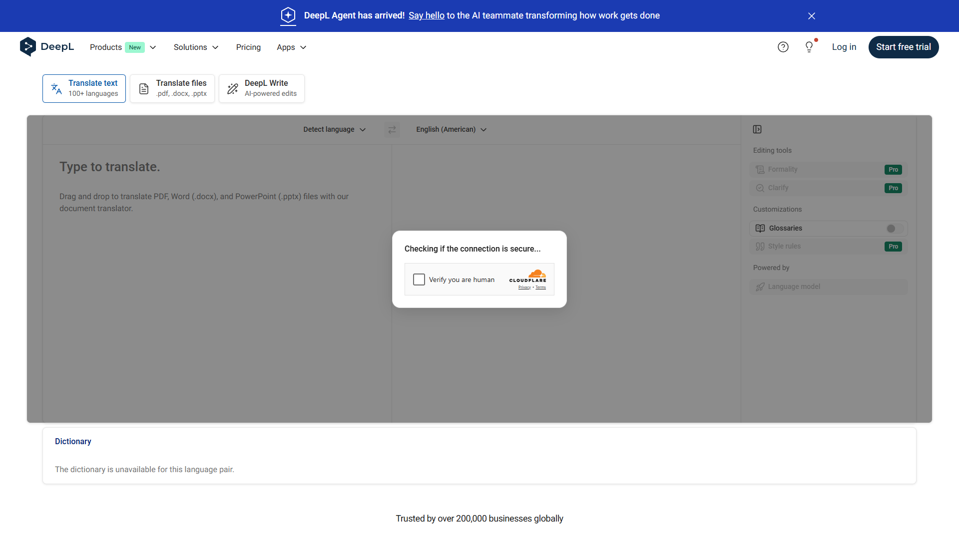 DeepL translation interface