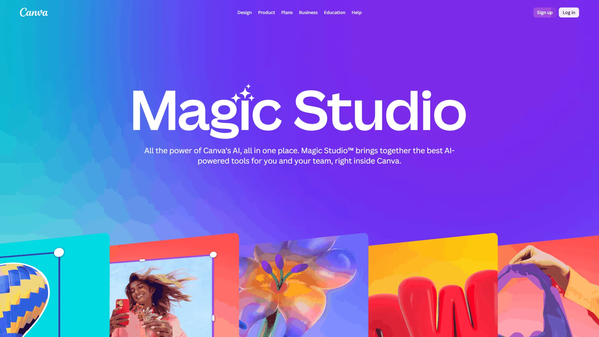 Canva Magic Studio showing AI design generation and Magic Write features