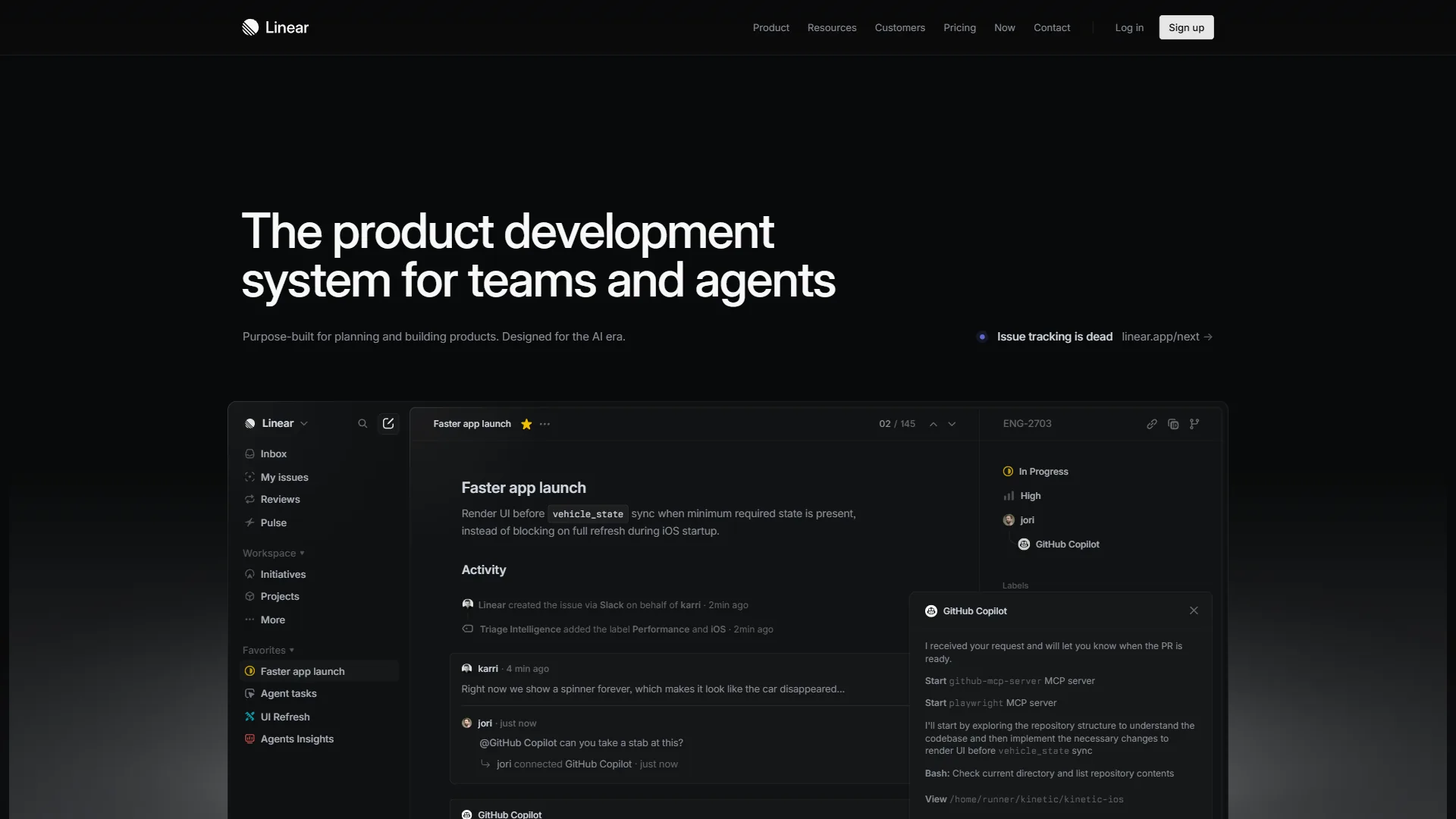 Linear issue tracking platform for engineering teams