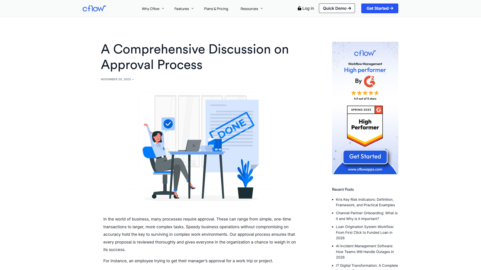 Cflow approval process guide showing multiple workflow types