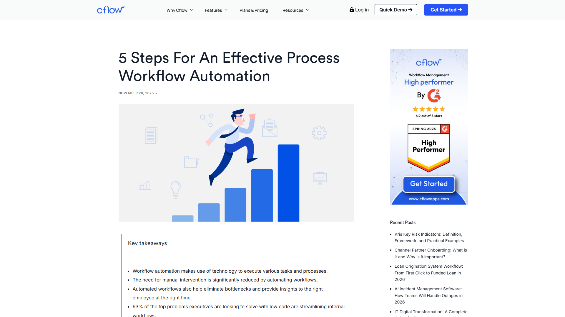 Cflow visual workflow builder showing approval process logic