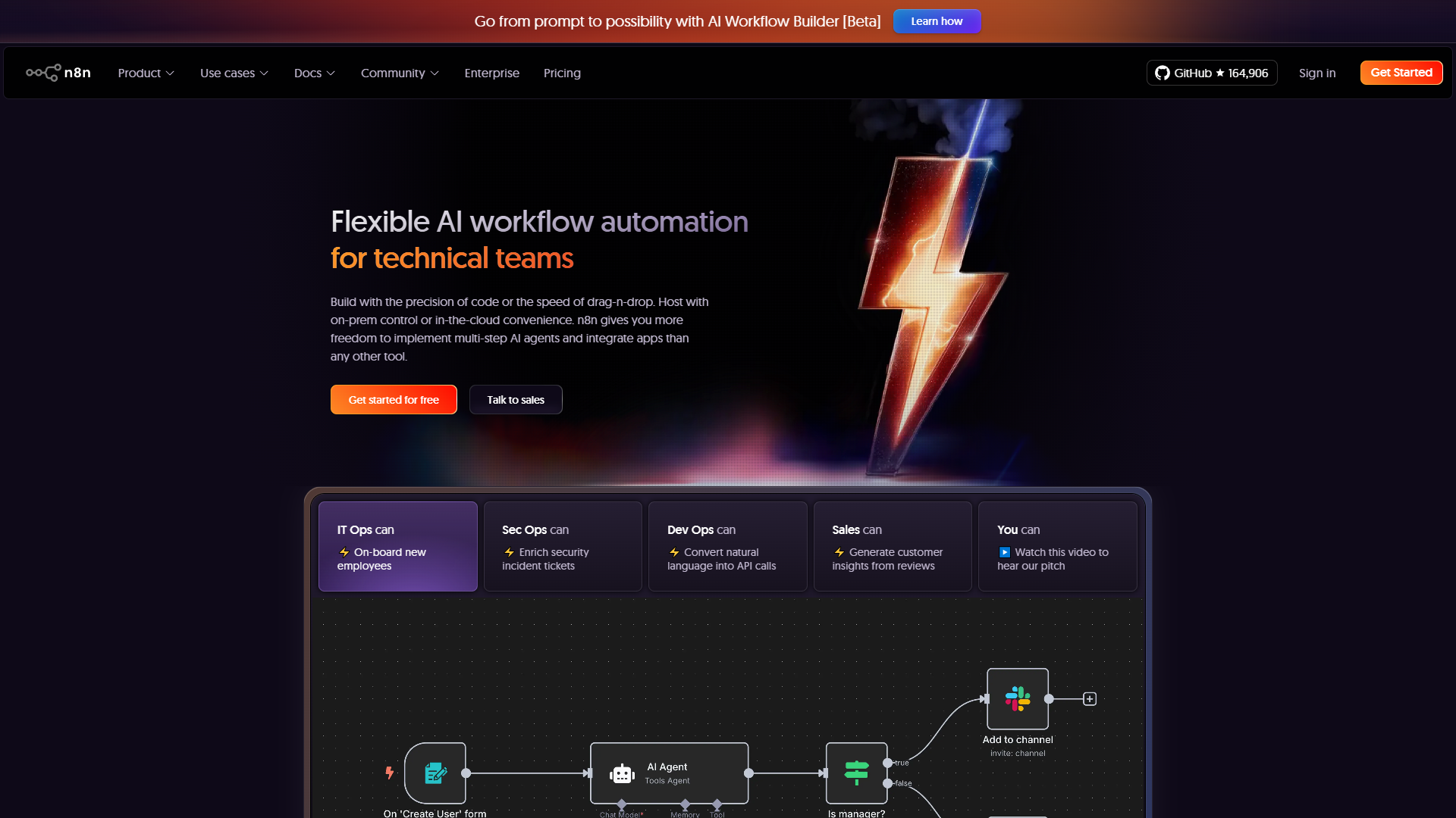 n8n workflow automation interface with node-based editor