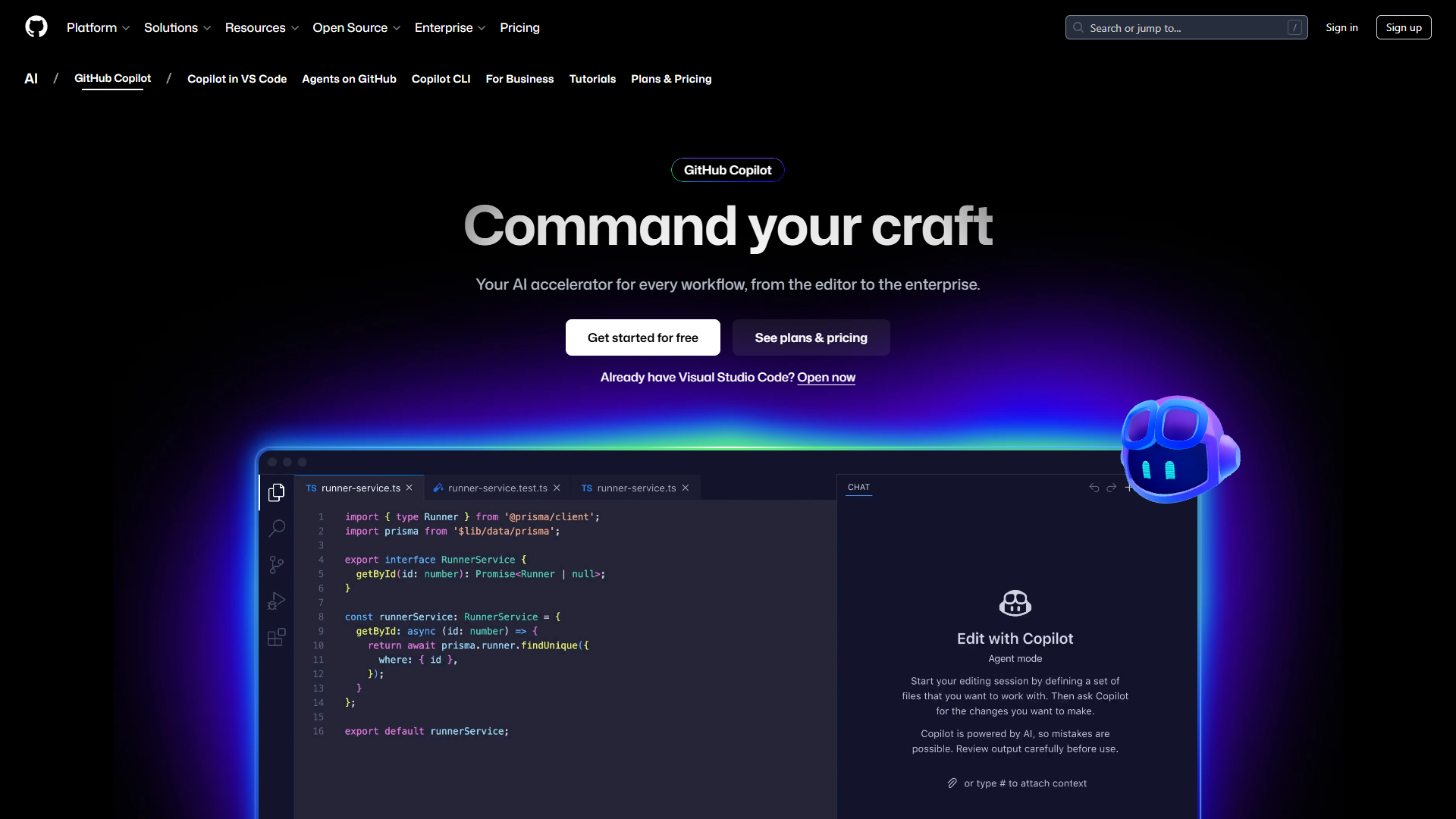 GitHub Copilot interface showing code suggestions