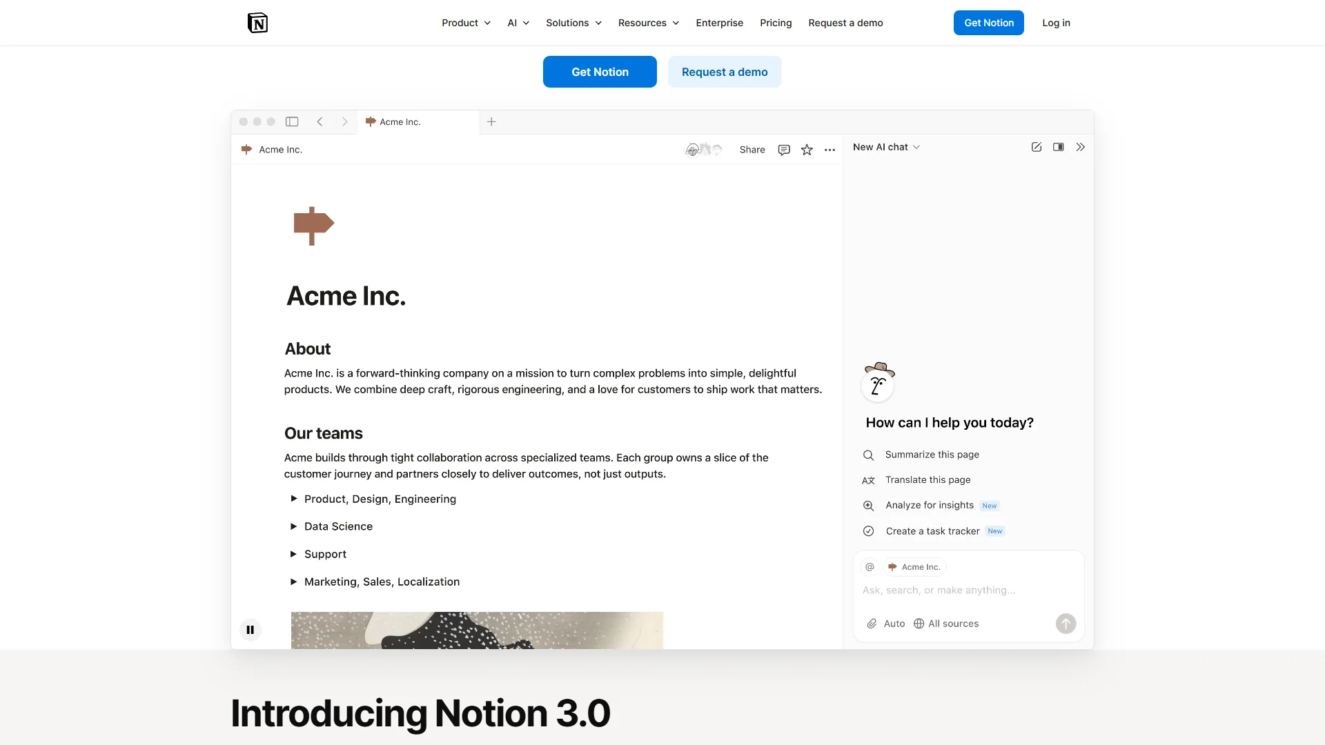 Notion docs and knowledge management interface