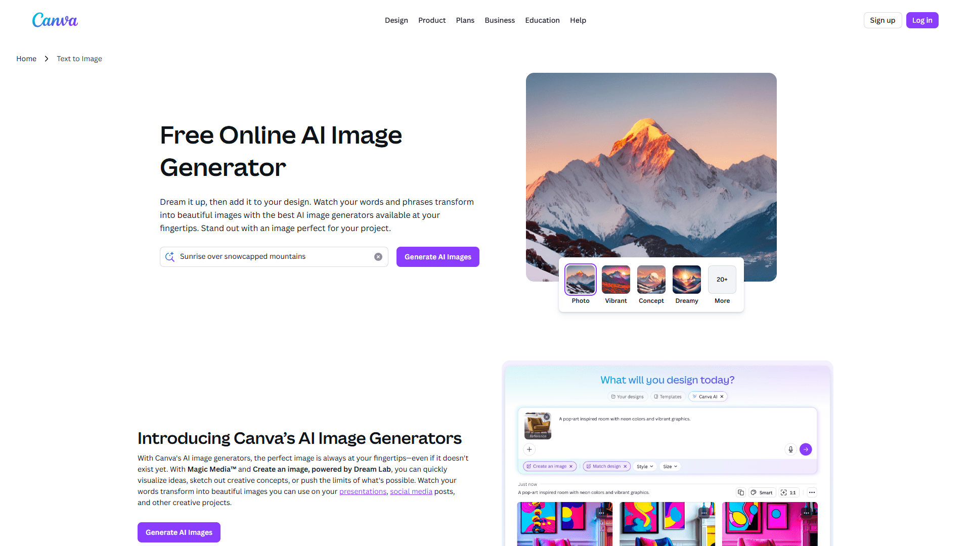 Canva Magic Media interface showing AI image generation