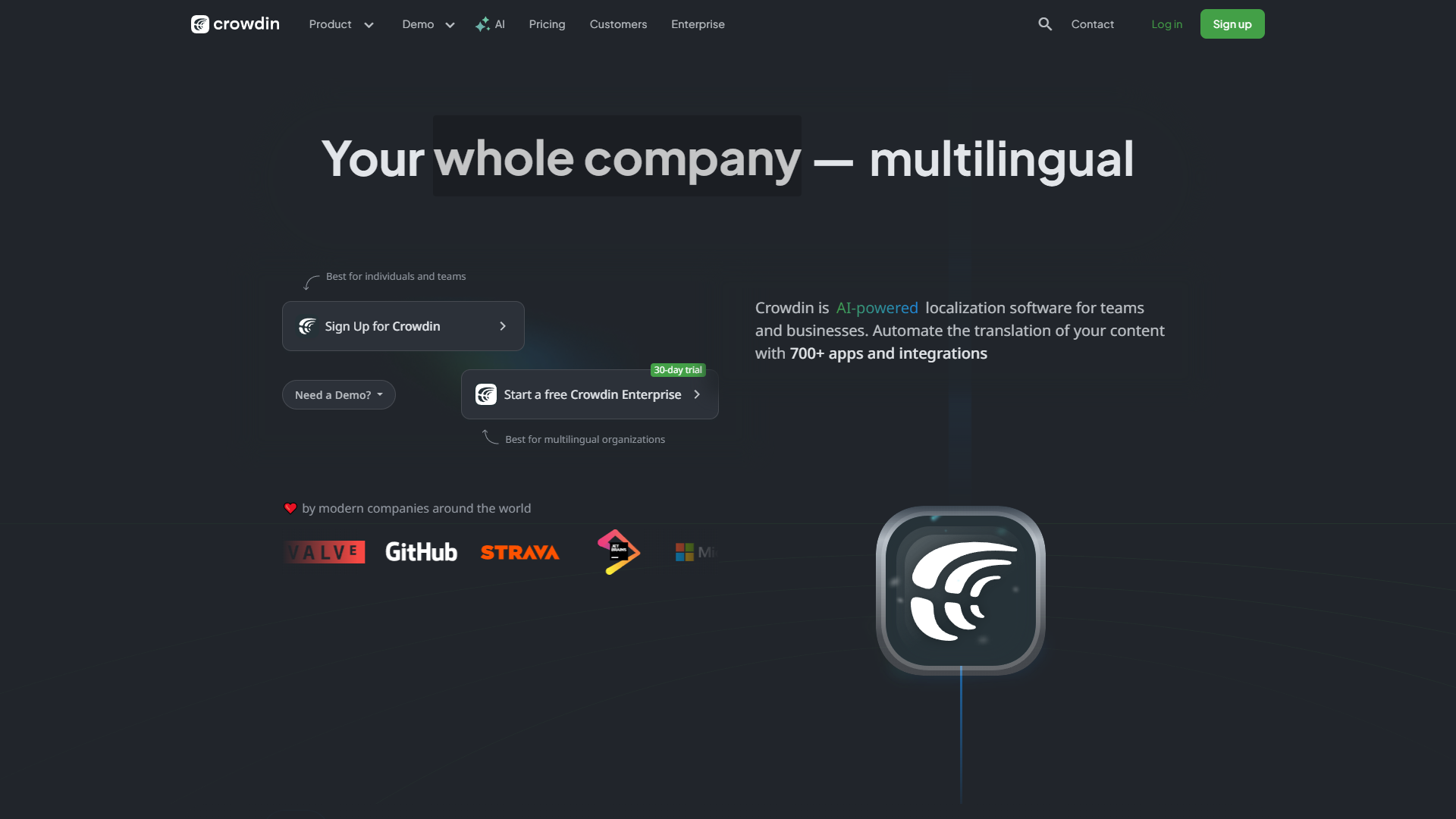 Crowdin localization management platform interface