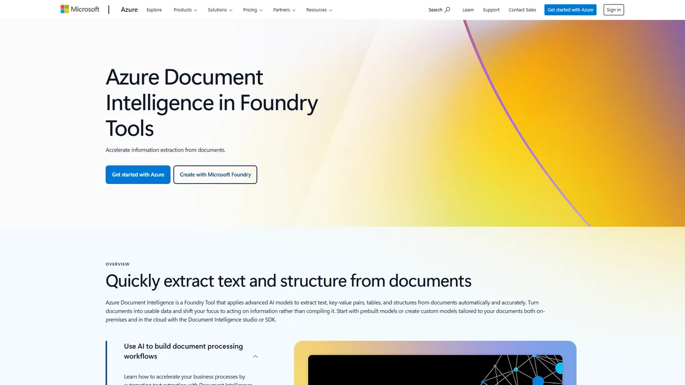 Azure Document Intelligence Studio interface