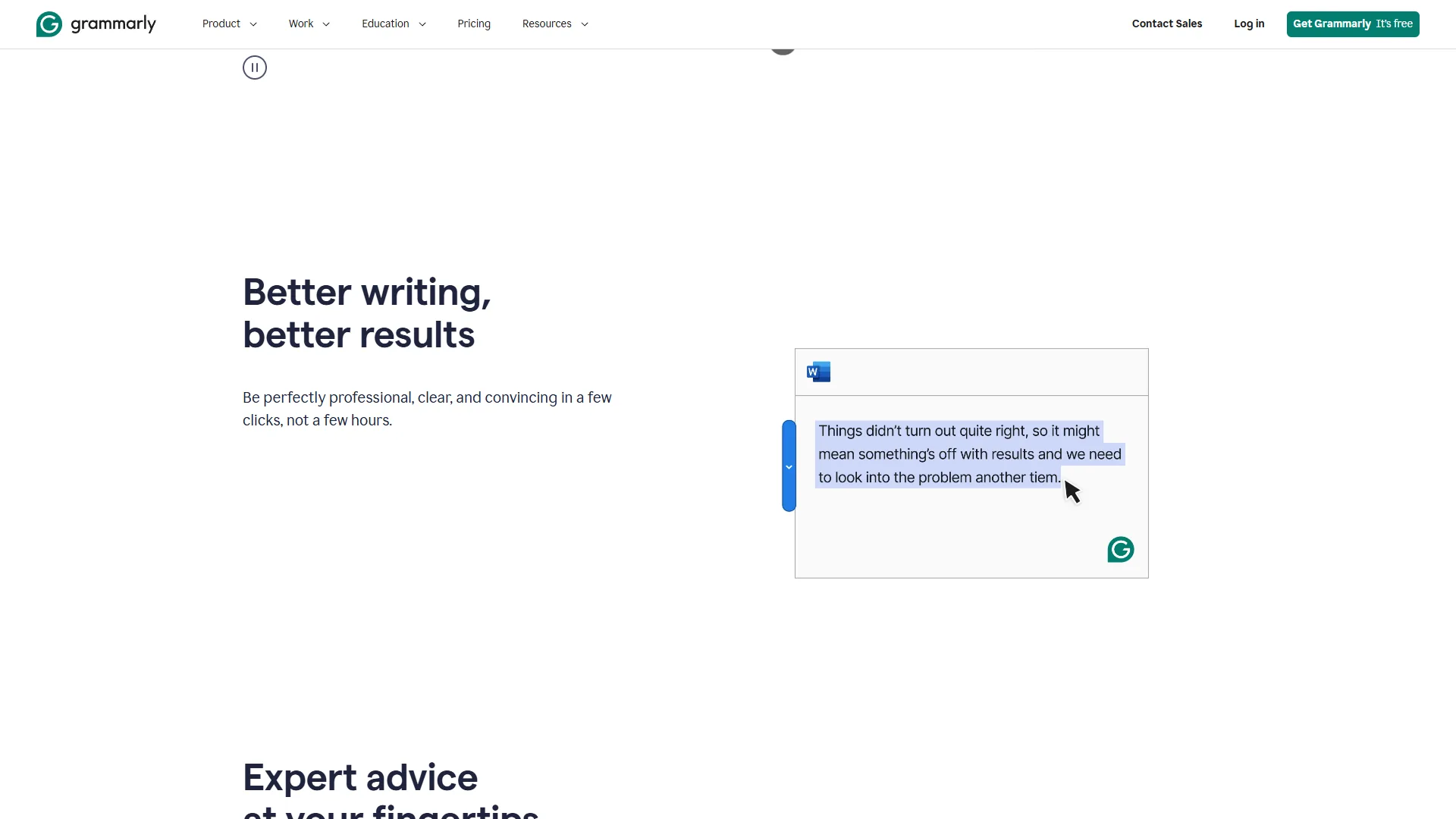 Grammarly editor interface showing real-time grammar and tone suggestions on a document