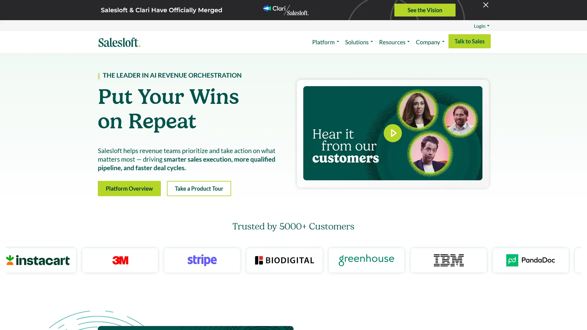 Salesloft revenue orchestration platform showing cadence management and sales engagement features