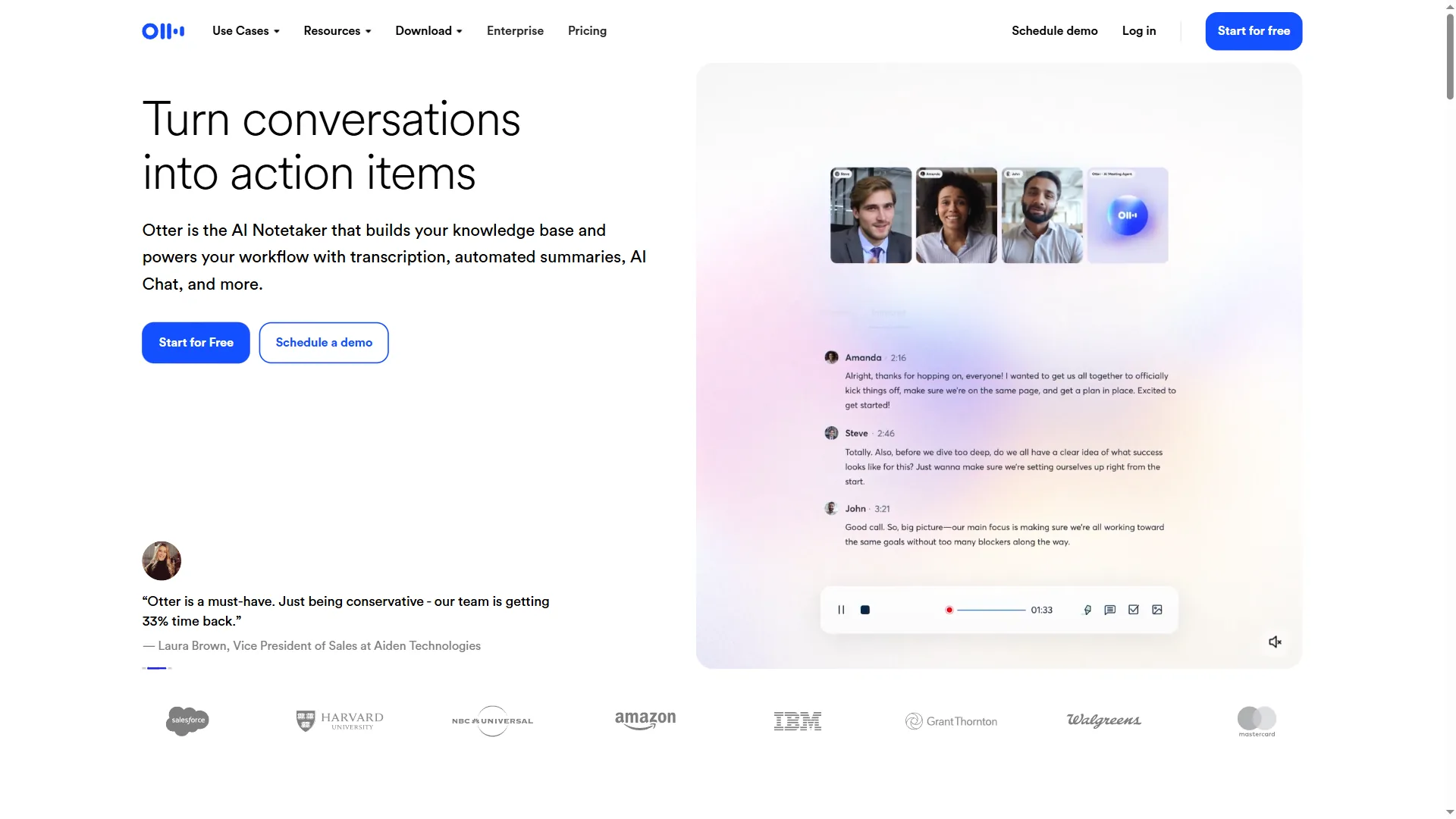 Otter.ai real-time transcription and meeting notes platform
