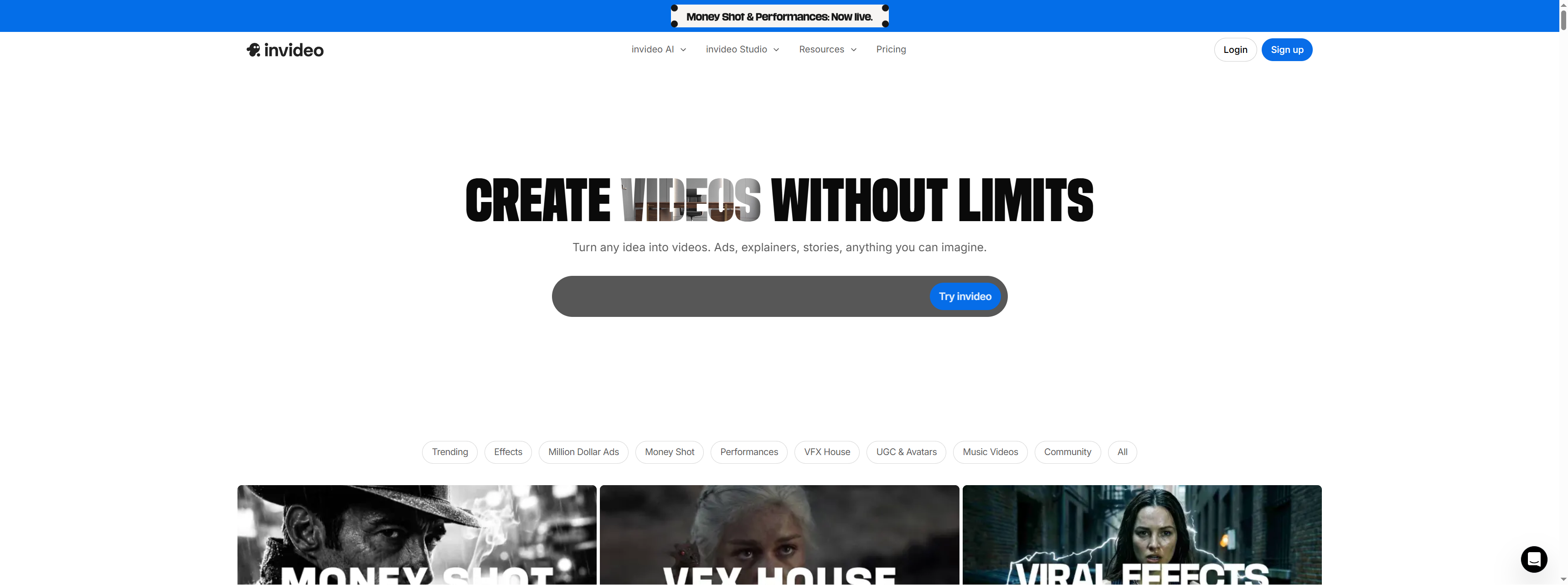 InVideo AI template library showing 6000+ professional video templates