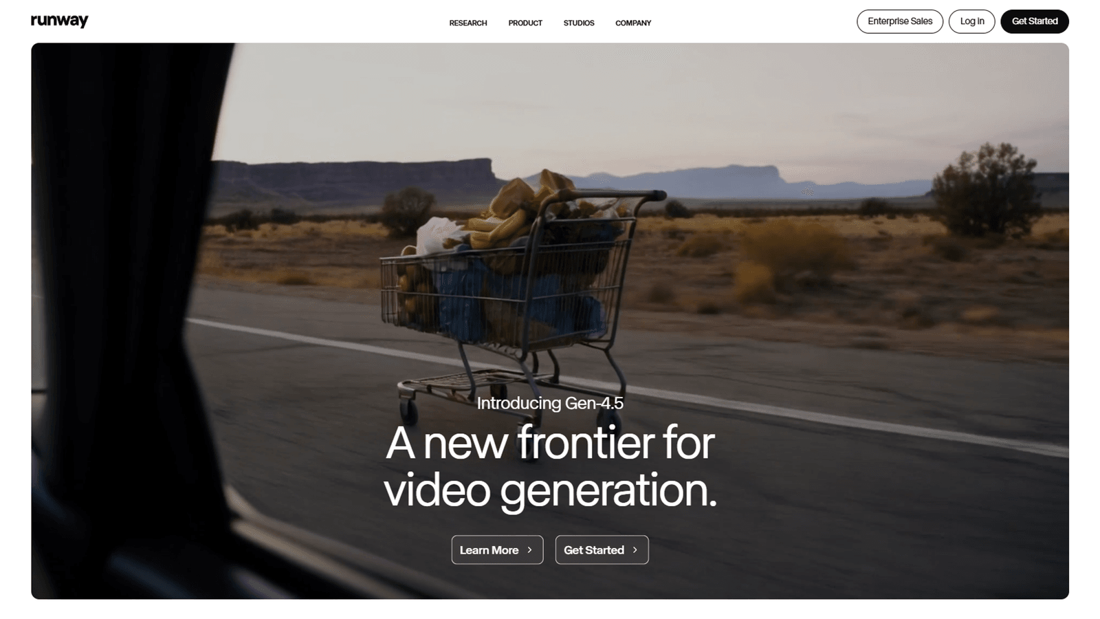 Runway Gen-4 text-to-video interface showing AI-generated cinematic footage
