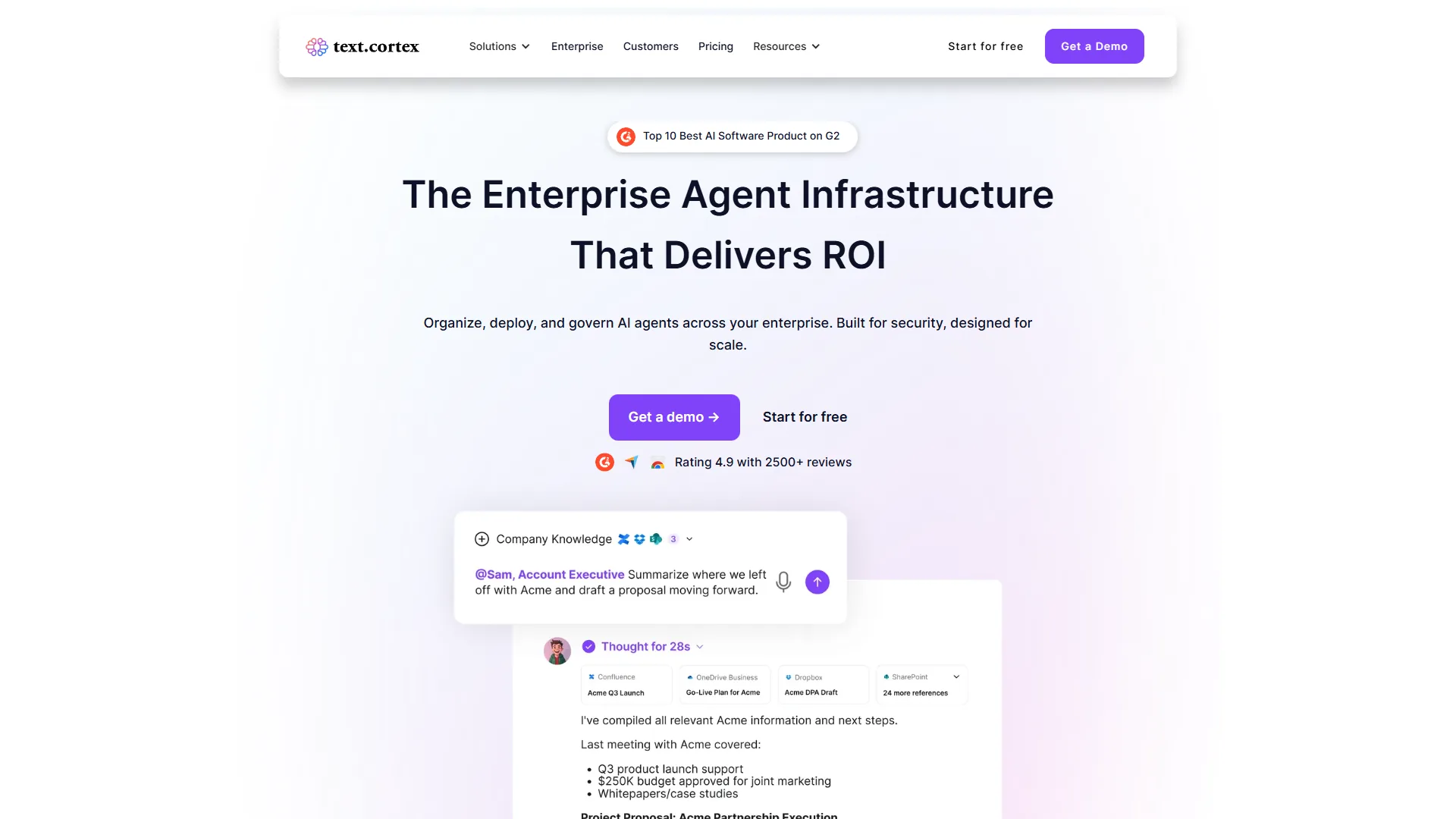 TextCortex homepage showing AI writing assistant features and Zeno Chat interface