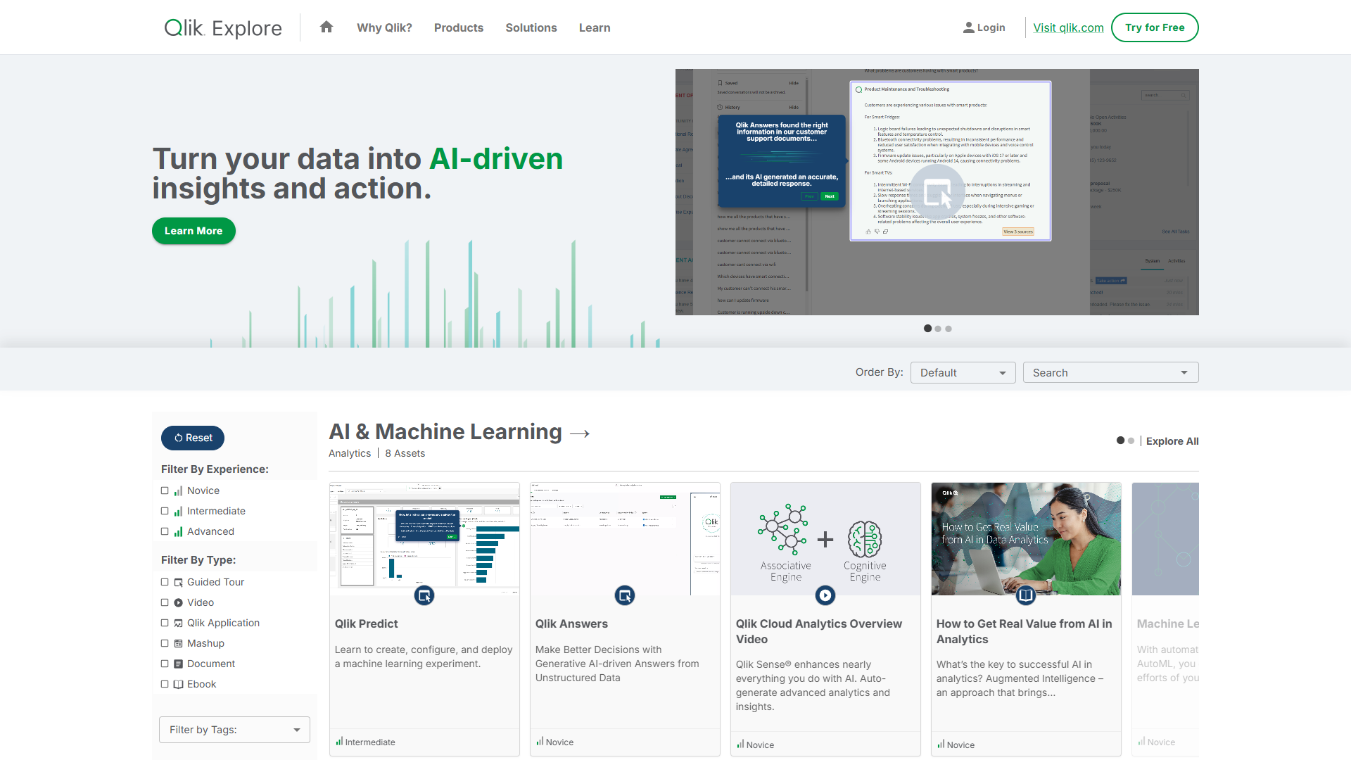 Qlik Sense associative analytics interface