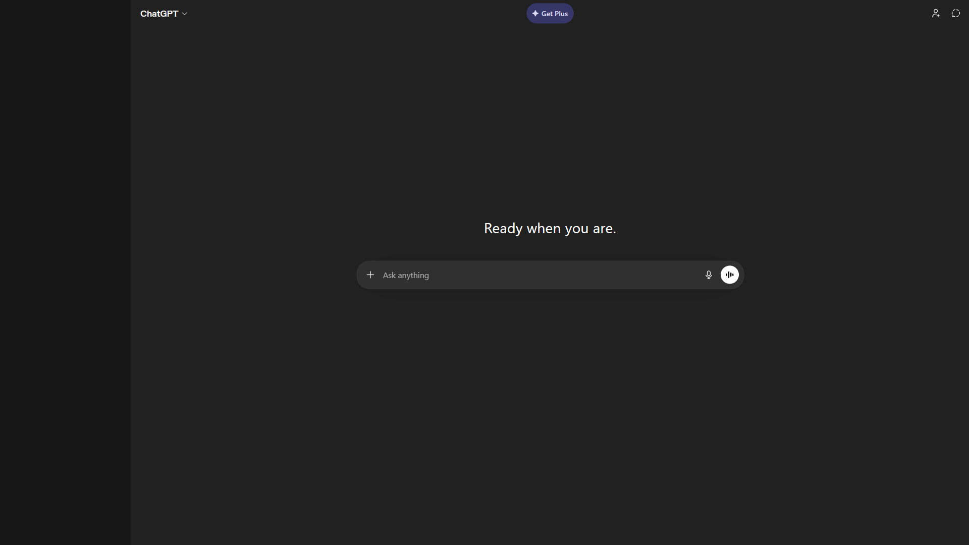 ChatGPT homepage showing AI chat interface