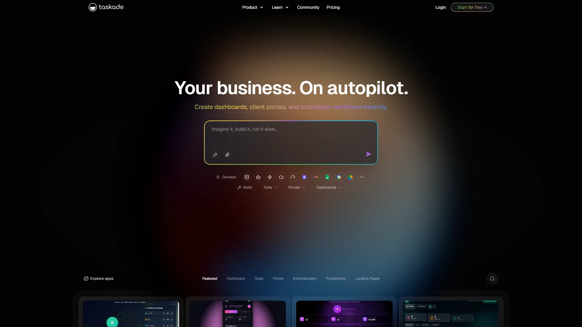Taskade workspace showing AI-assisted task and project management interface