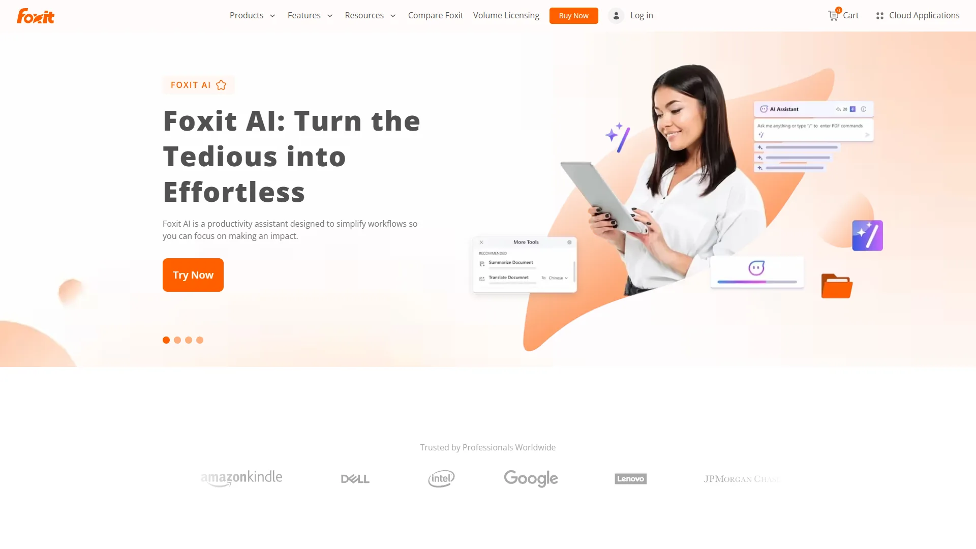 Foxit PDF Editor workspace with AI Assistant and form tools