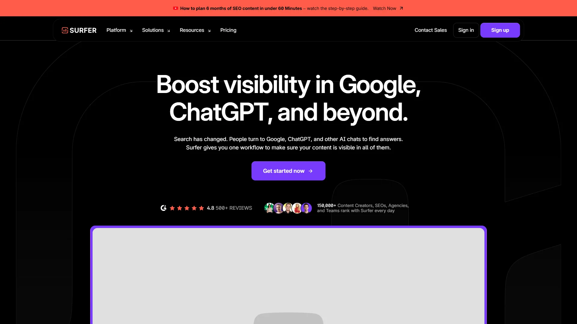 Surfer SEO platform