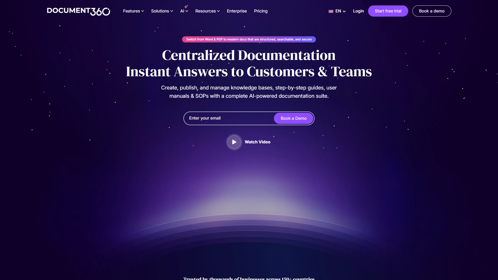 Document360 knowledge base interface