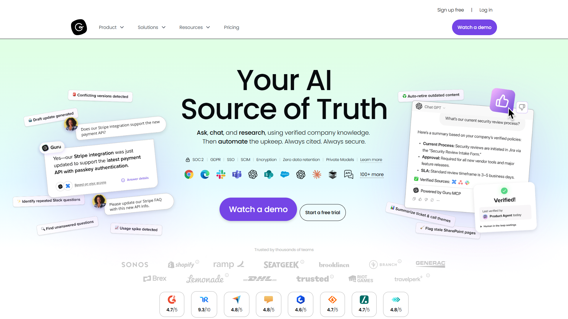 Guru enterprise knowledge management
