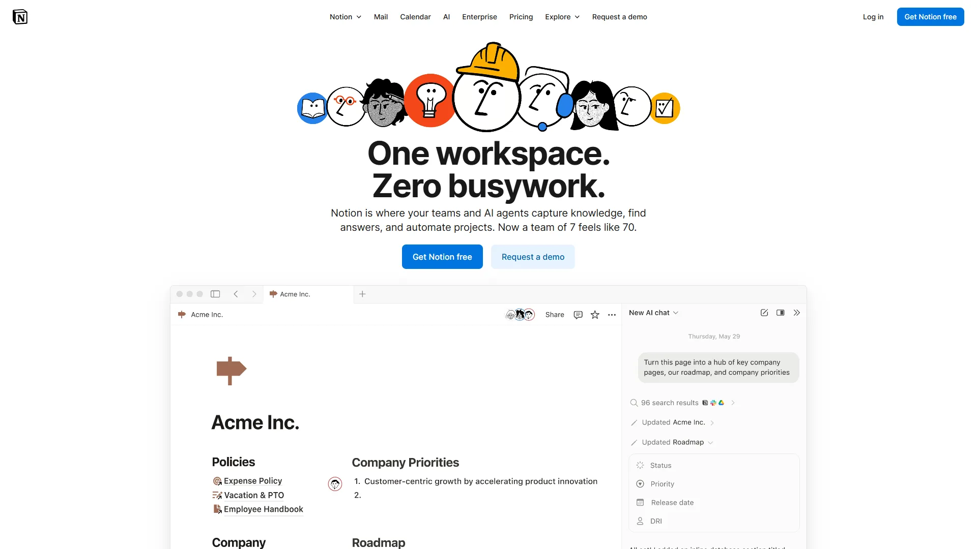 Notion workspace interface