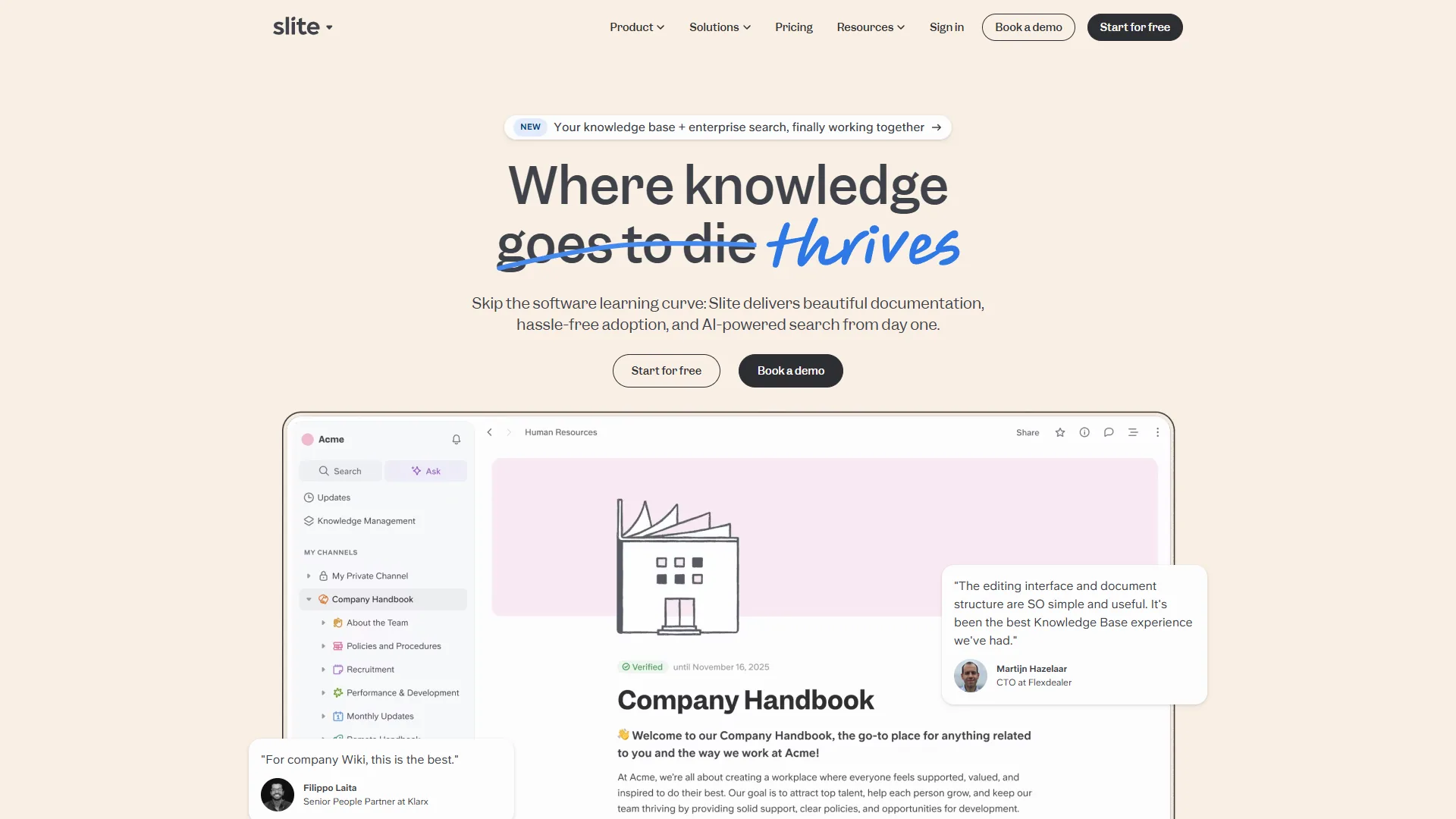 Slite knowledge management platform