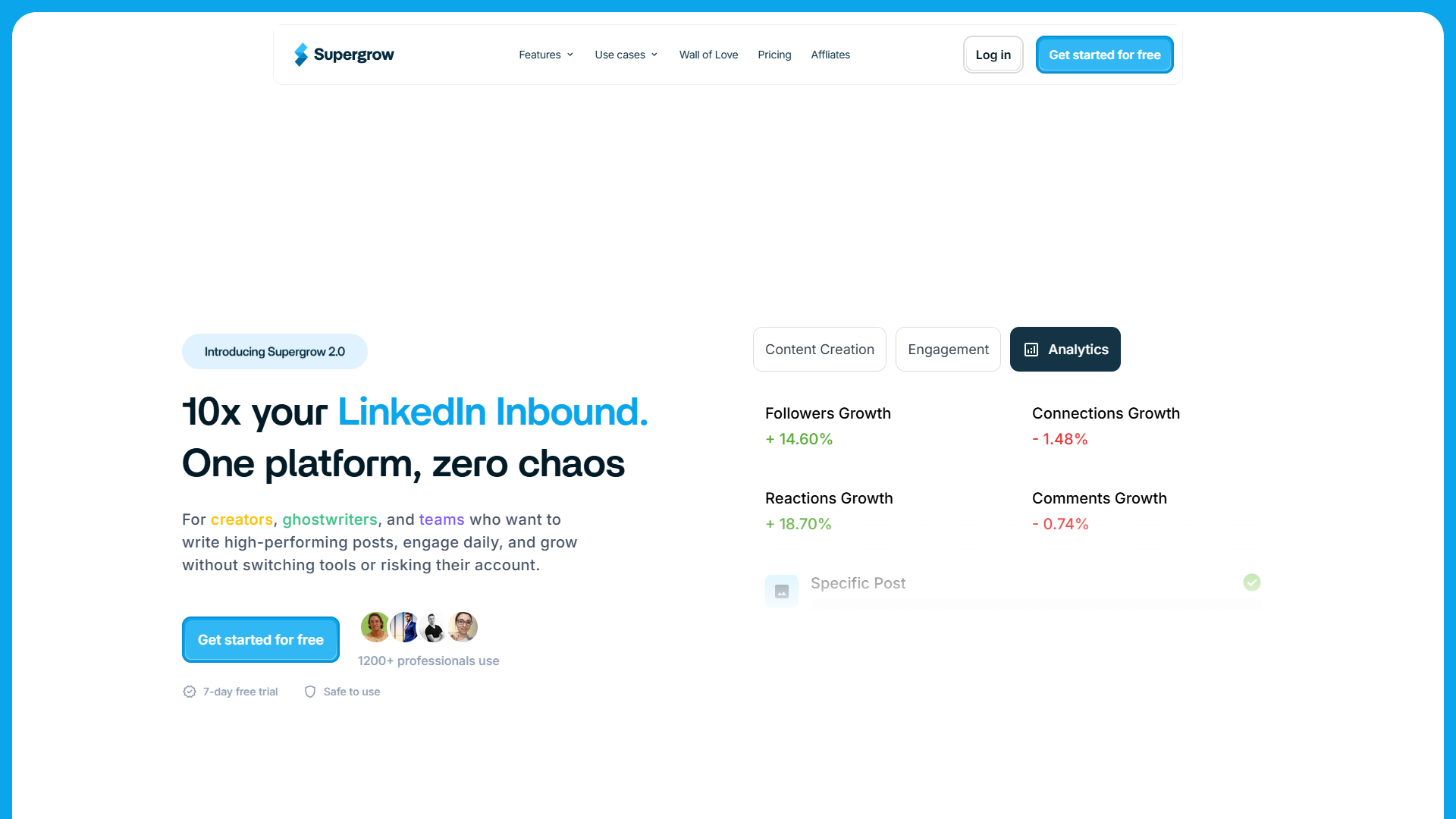 Supergrow AI LinkedIn content creation interface