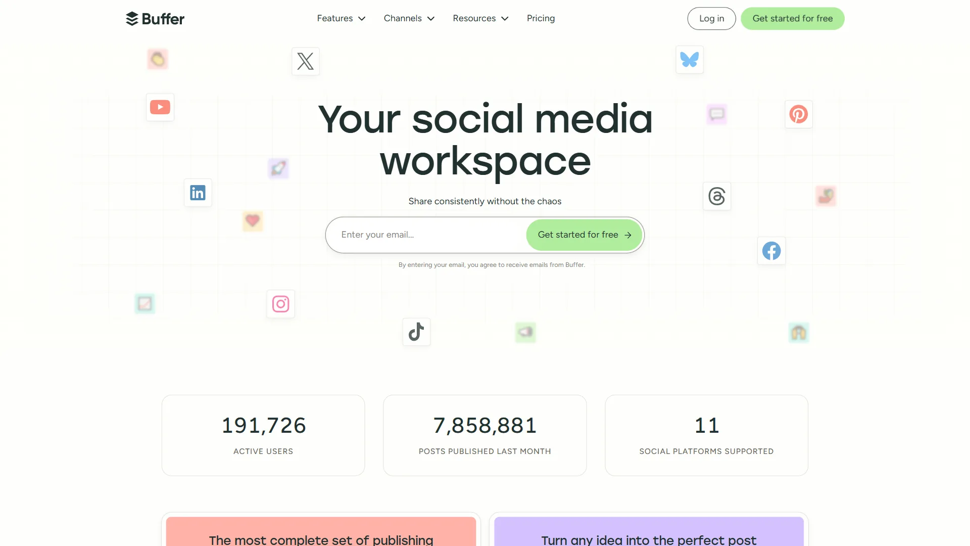Buffer social media scheduling interface for multi-platform posting