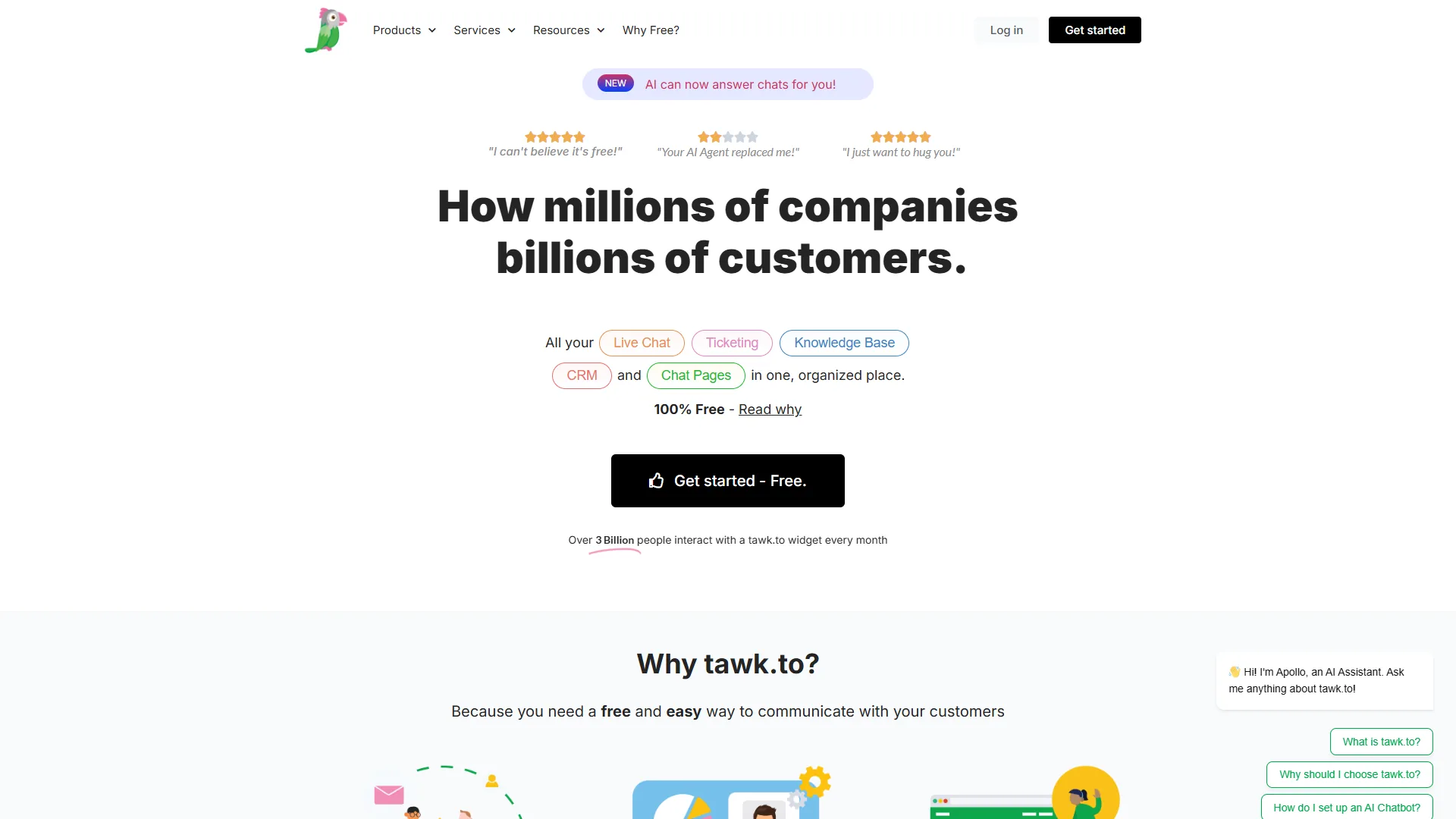 Tawk.to free live chat interface