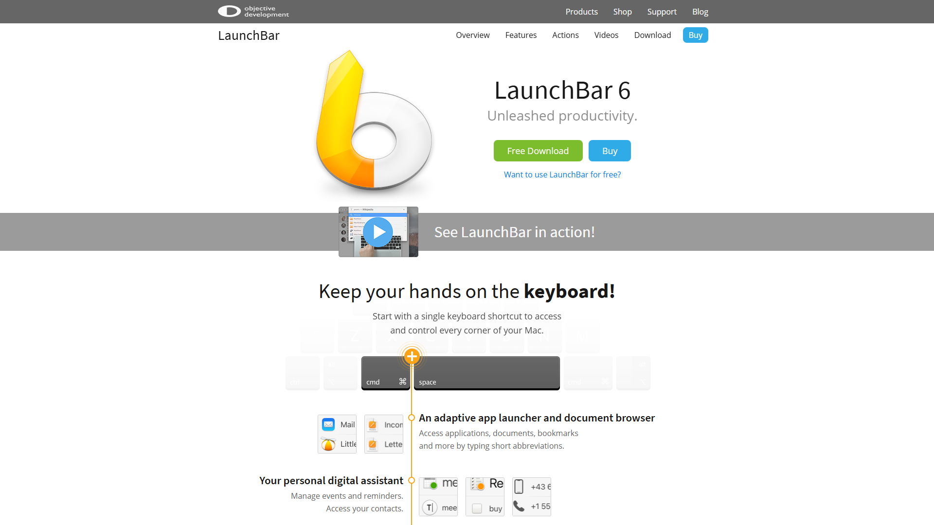 LaunchBar adaptive search interface showing intelligent pattern learning