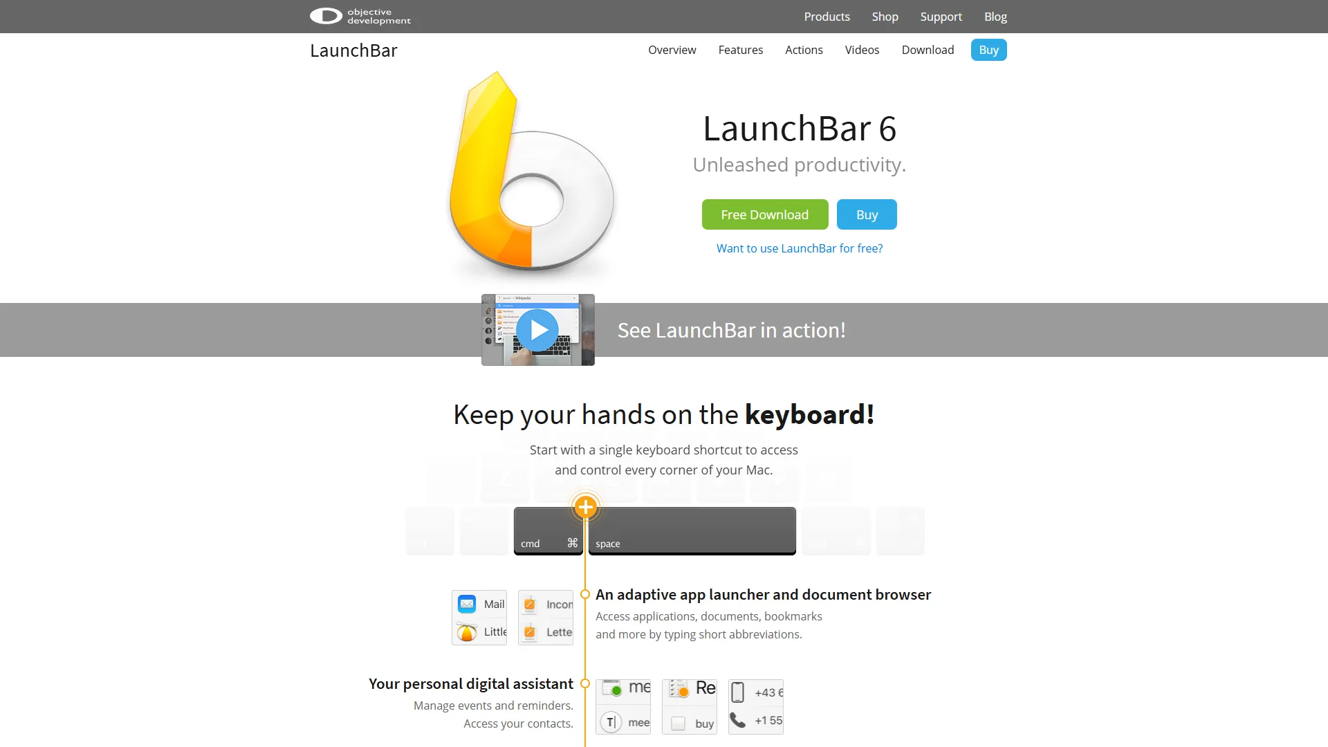 LaunchBar adaptive search interface showing intelligent pattern learning