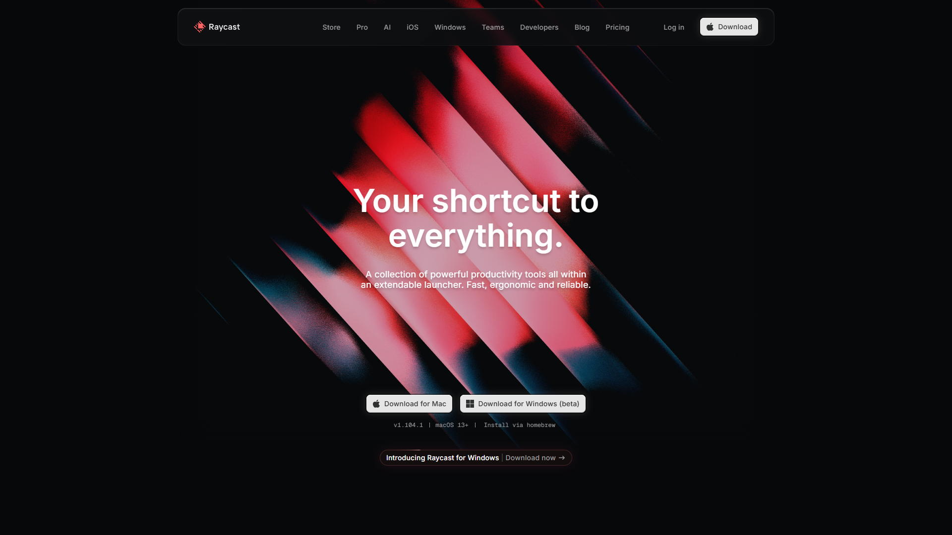 Raycast launcher interface showing extension ecosystem and modern design