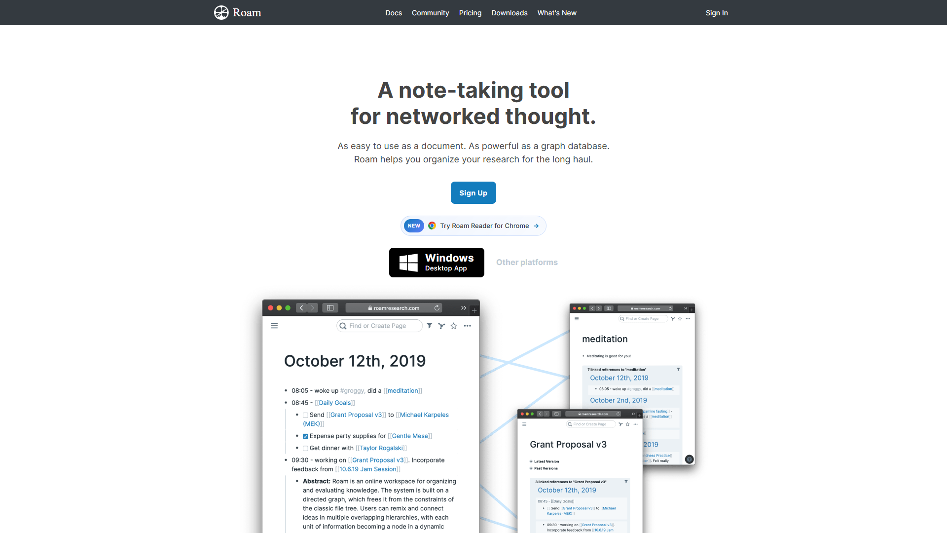 Roam Research graph visualization showing bidirectional links