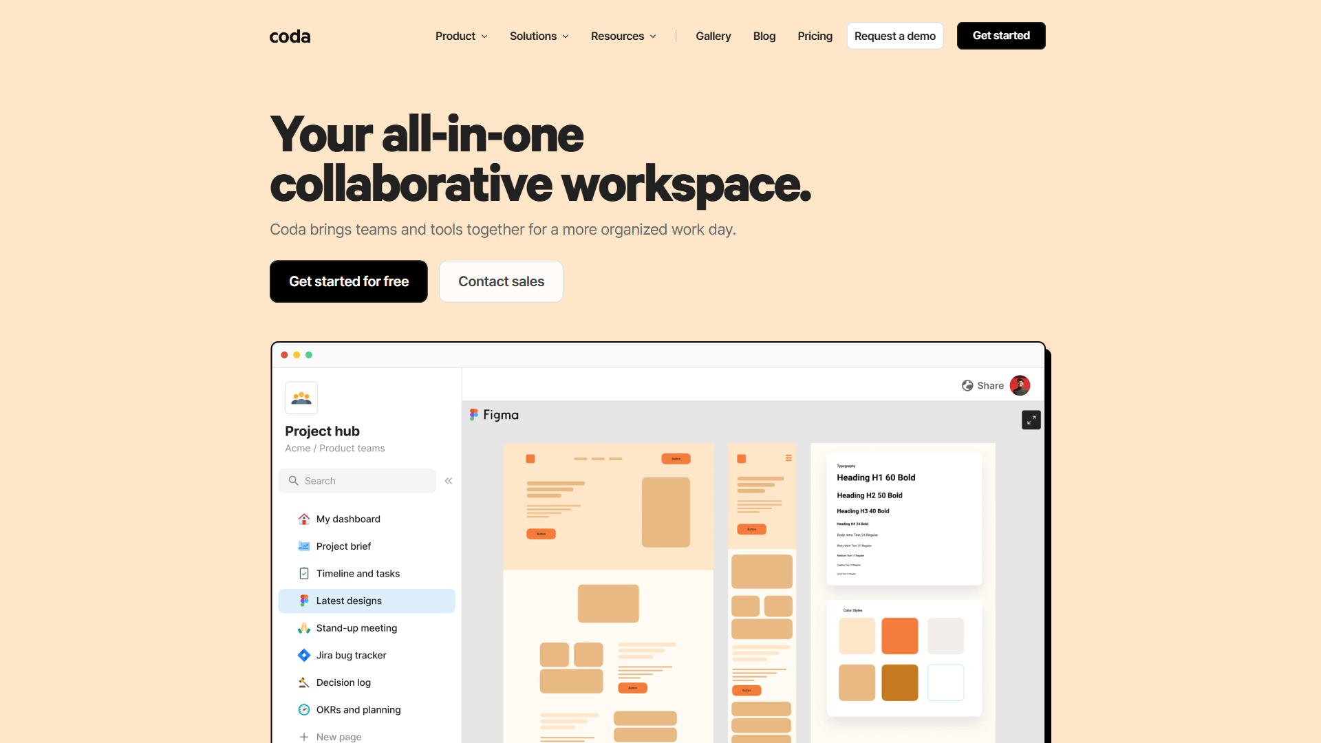 Coda interactive document platform with tables, automations, and no-code app building