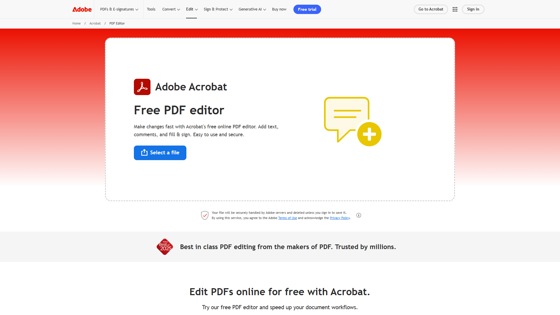 Adobe Acrobat editor interface with AI Assistant panel showing document analysis features