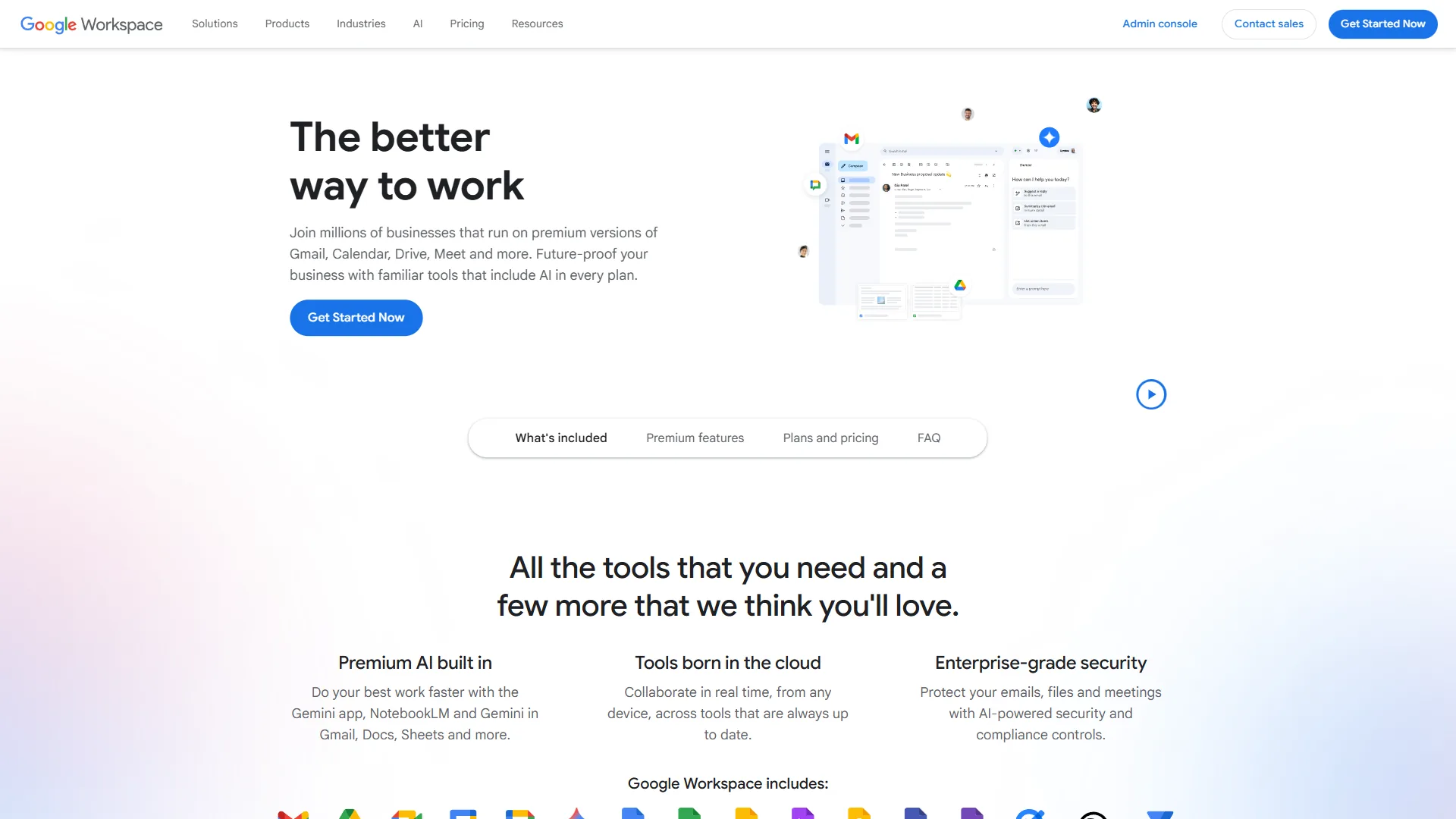 Google Workspace interface showing Gemini AI integration