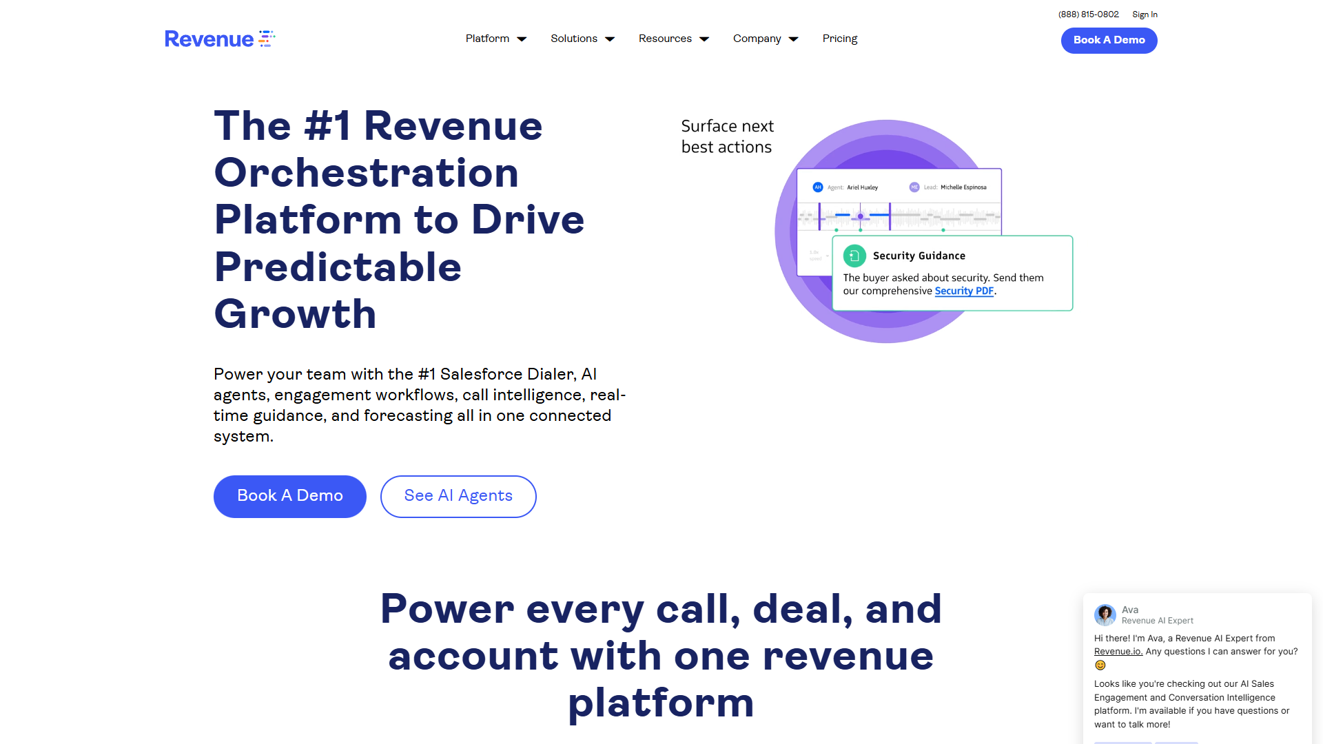 Revenue.io Salesforce-native dialer and AI coaching interface