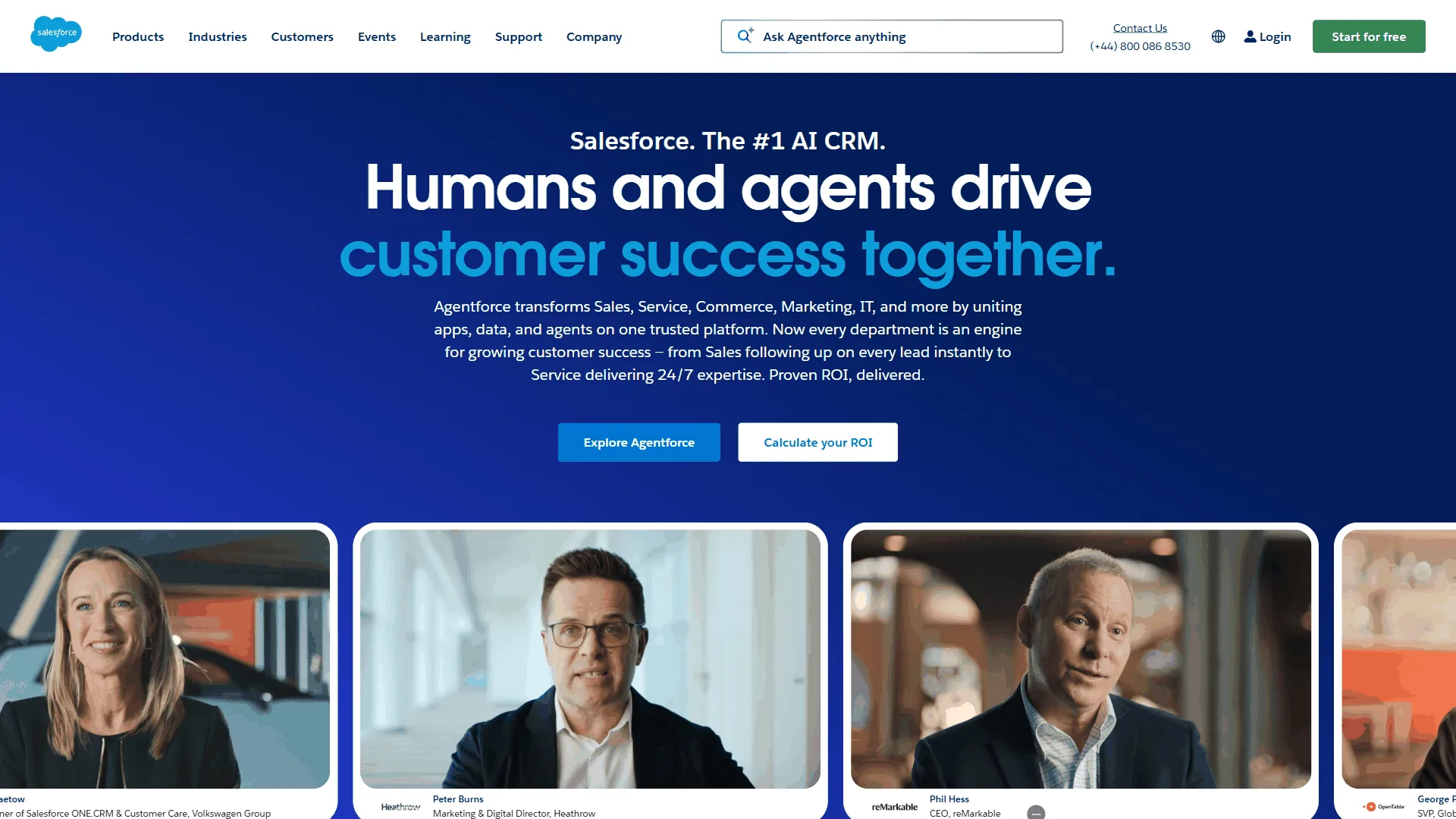 Salesforce CRM platform homepage