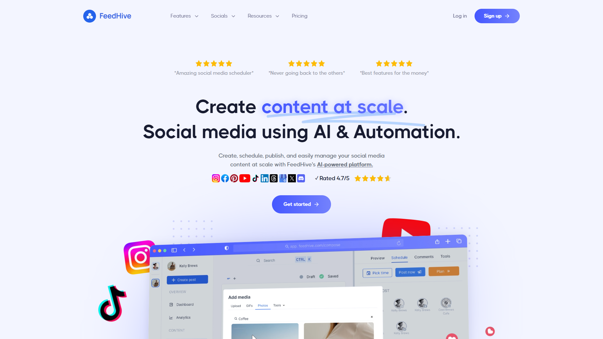FeedHive AI social media scheduling dashboard