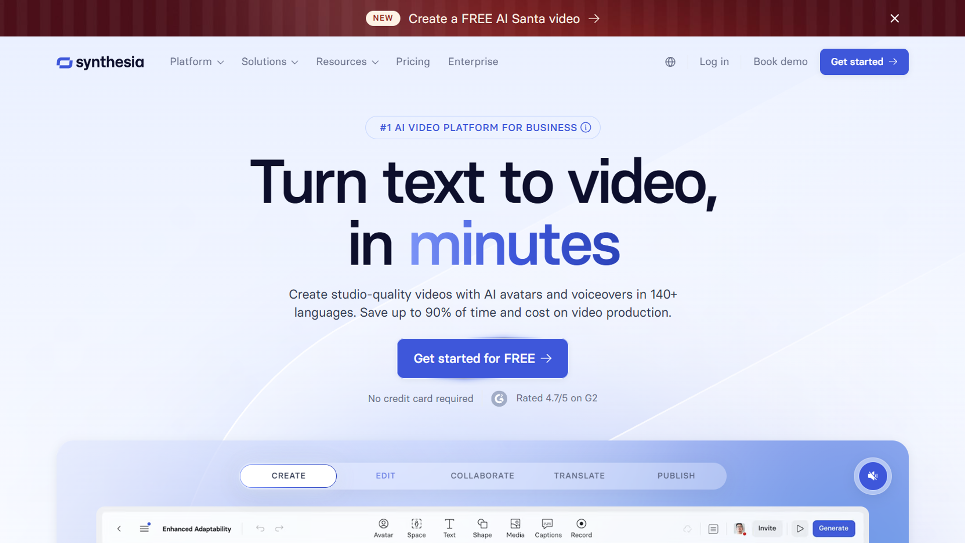 Synthesia AI avatar presenting blog content with professional studio background