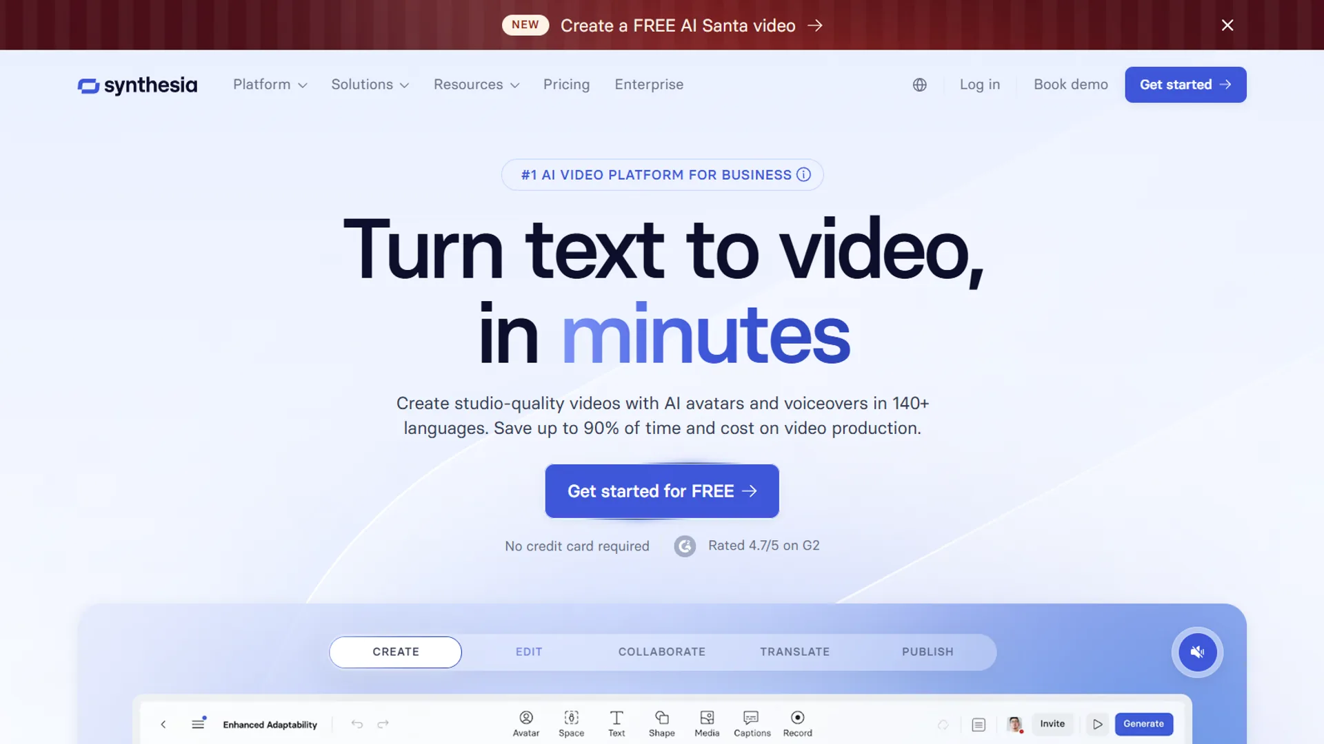 Synthesia AI avatar presenting blog content with professional studio background