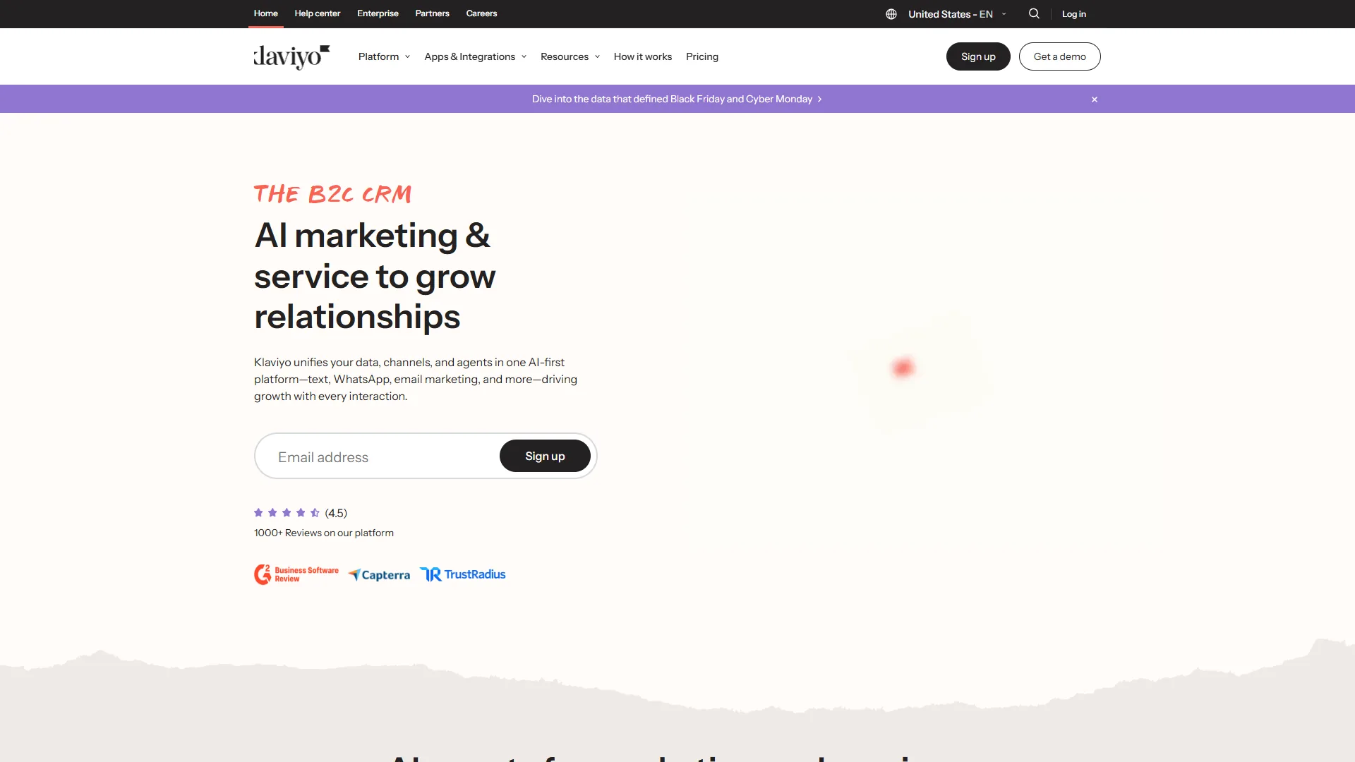 Klaviyo email and SMS marketing platform for e-commerce