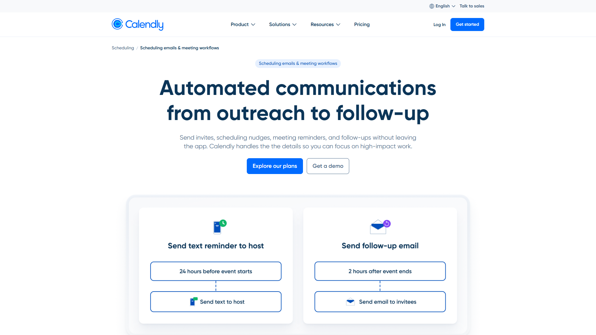 Calendly workflows interface showing automated reminder and follow-up options