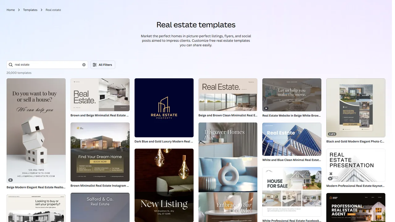 Canva template gallery with crown icons indicating premium templates locked behind Pro subscription